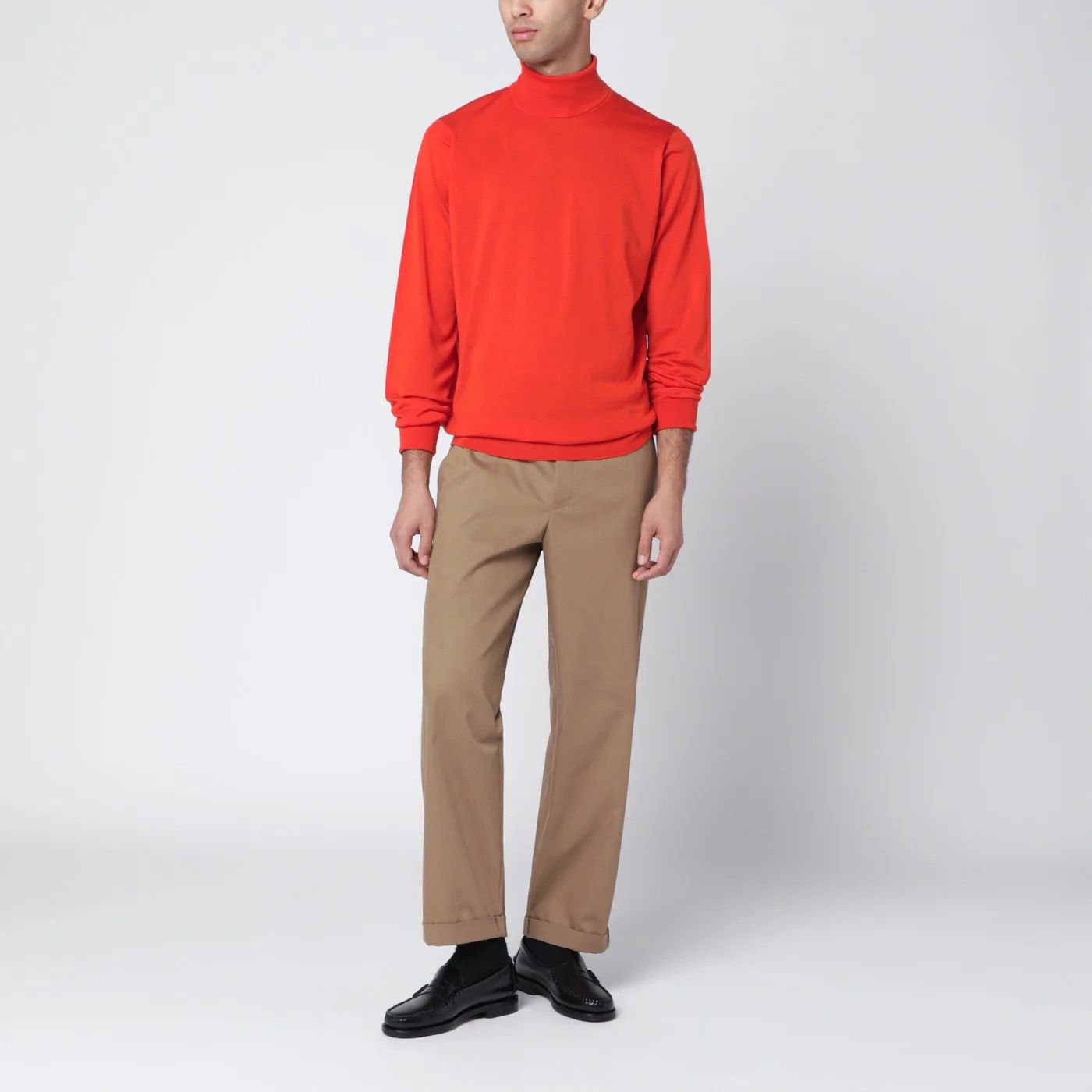 John Smedley o1d2blof0526 Wool Turtleneck Sweater in Orange Size US L / EU 52-54 / 3 - 2 Thumbnail