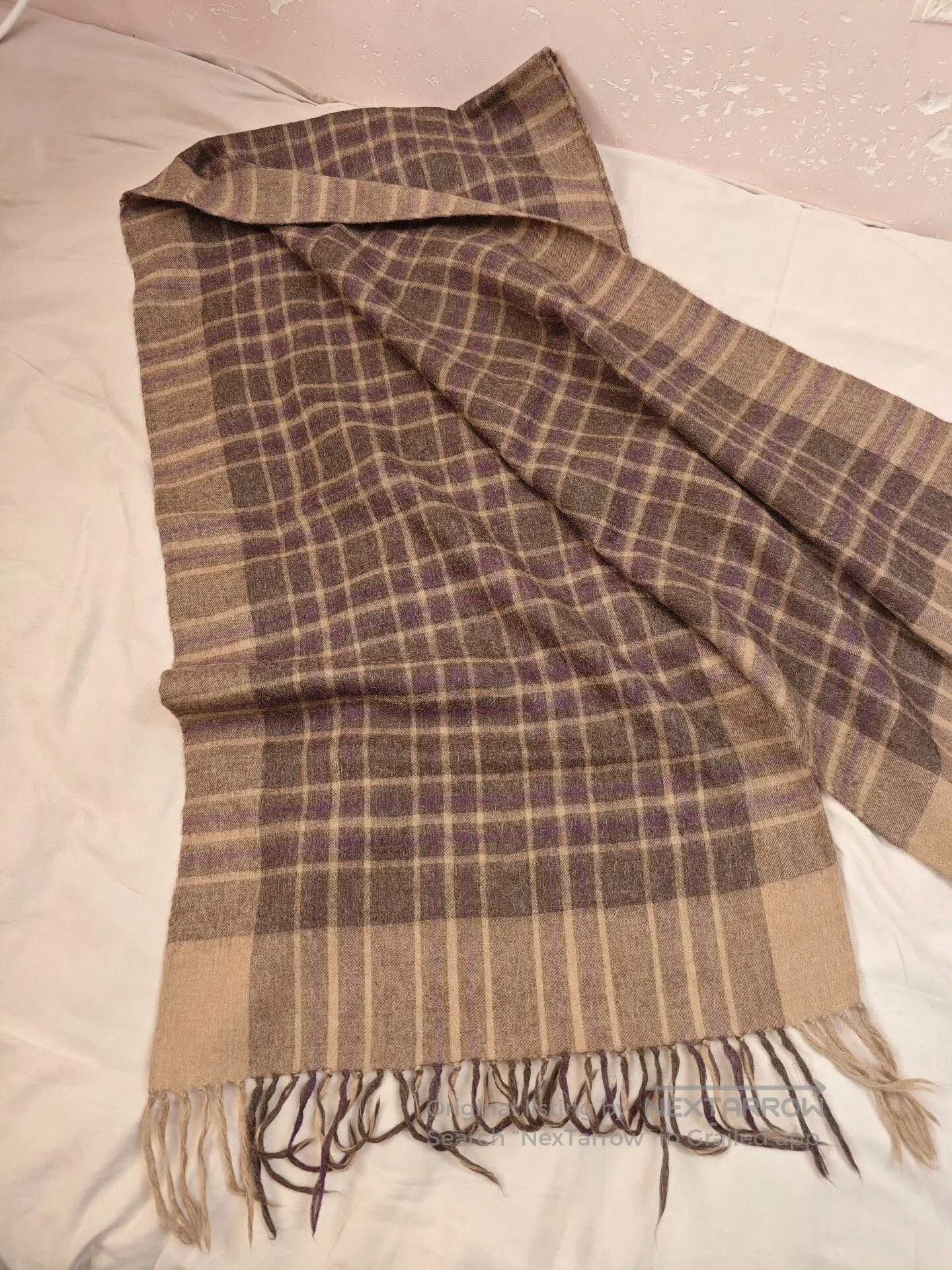 Agnona AGNONA Alpaca Wool Scarf in Brown Plaid. Size ONE SIZE - 2 Thumbnail