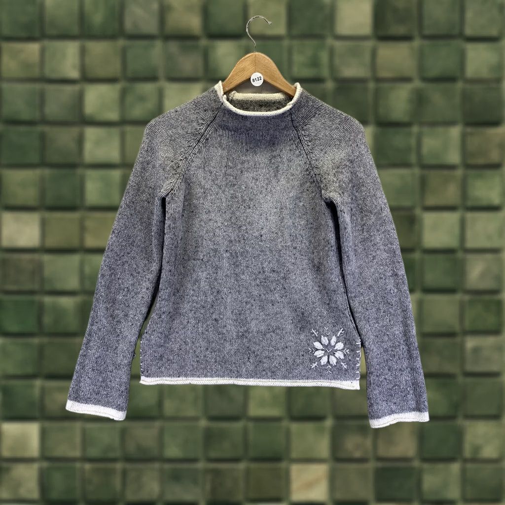 Vintage VINTAGE Womens Gray Speckled Black Wool Blend Embroidered Sweater-Medium-1990s-Gray Black Wool Blend Embroidered Sweater Womens Size M / US 6-8 / IT 42-44 - 1 Thumbnail