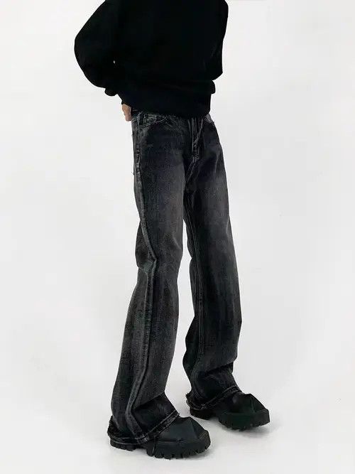 Japanese Brand × Jean Vintage washed distressed straight leg loose bootcut jeans Size US 30 / EU 46 - 4 Thumbnail