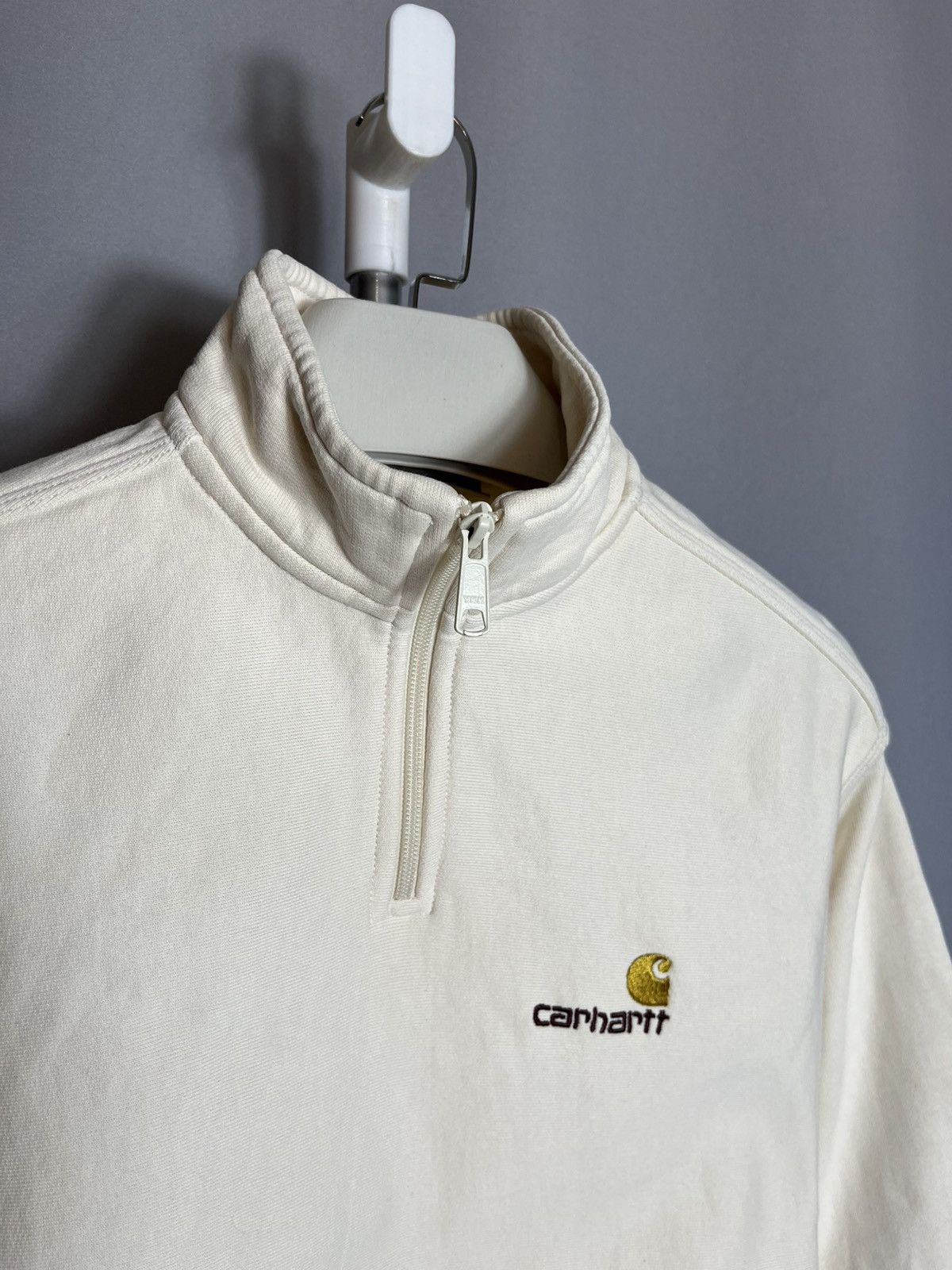 Carhartt Carhartt Half Zip American Script Sweatshirt mens beige Size US S / EU 44-46 / 1 - 2 Thumbnail