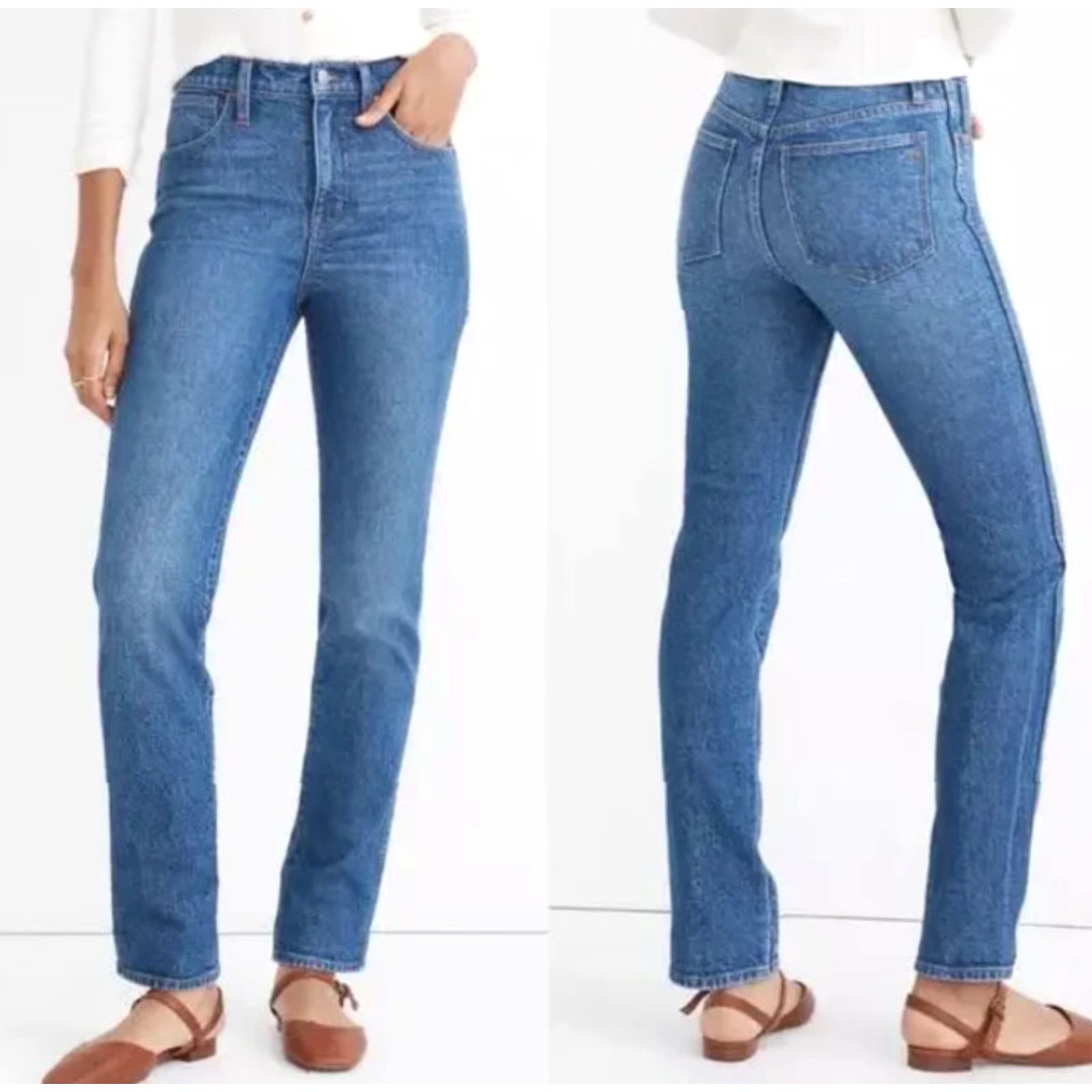 Madewell Madewell Womens |27| Mid-Rise Stovepipe Jeans Knowland Wash Slit-Hem Edition Jeans Size 27" / US 4 / IT 40 - 3 Thumbnail