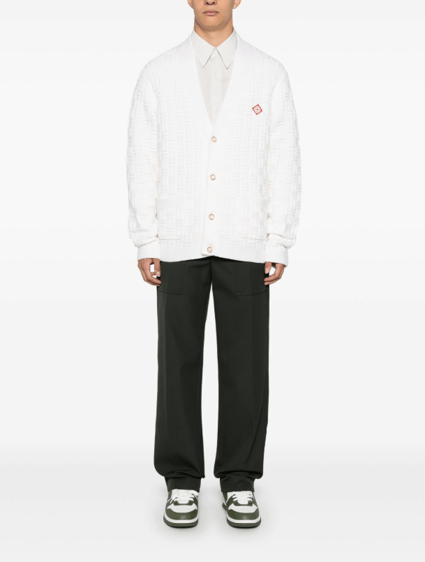 Casablanca BNWT AW24 CASABLANCA MERINO WOOL COLUMN STITCH CARDIGAN L Size US L / EU 52-54 / 3 - 13 Thumbnail