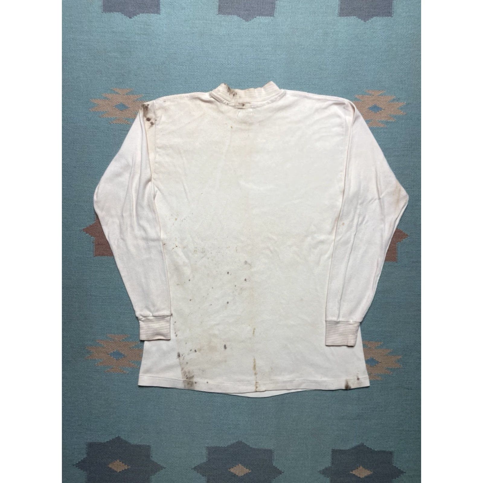 Vintage VINTAGE 1950s Long Sleeve T Shirt White Cotton Grunge Large Mens Shirt Size US L / EU 52-54 / 3 - 2 Thumbnail