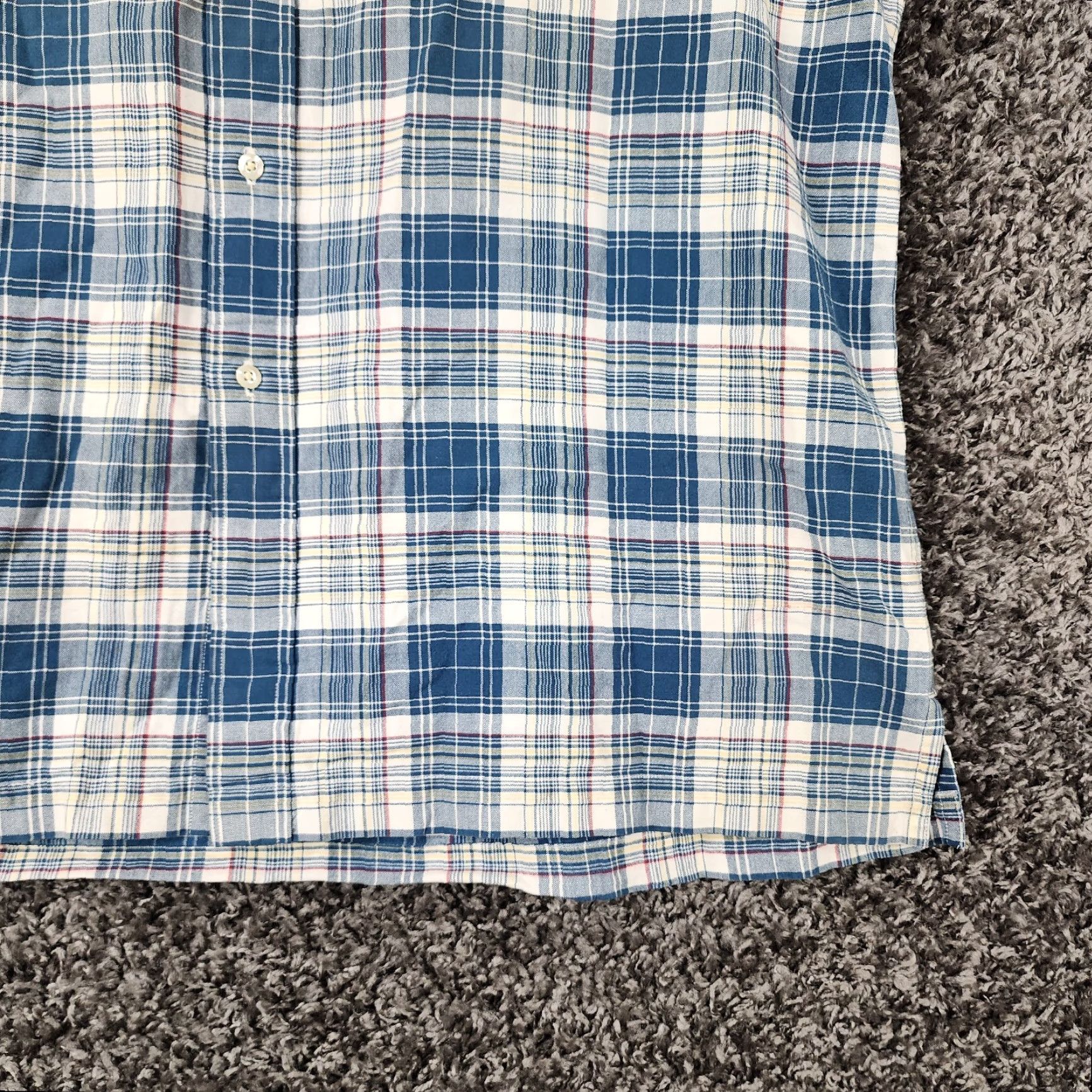 Tommy Hilfiger TOMMY HILFIGER Men's Cotton Button-Up Shirt - Blue Plaid - Short Sleeve - XL - Regular Size Size US 36 / EU 52 - 2 Thumbnail