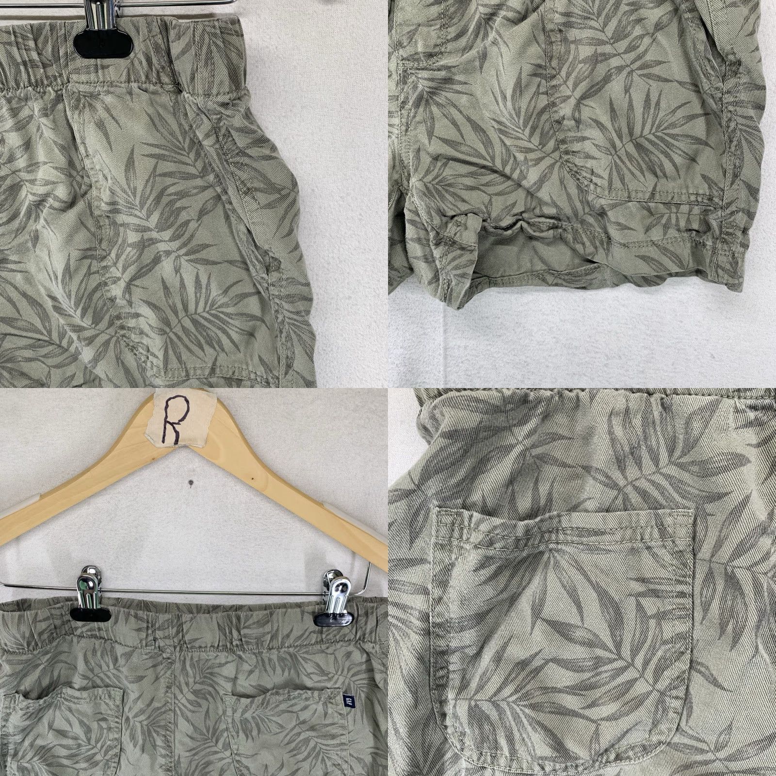 Gap Gap Women's Light Olive Botanical Print Shorts S High Rise Drawstring Tropical Beach Modern Size 28" / US 6 / IT 42 - 8 Thumbnail