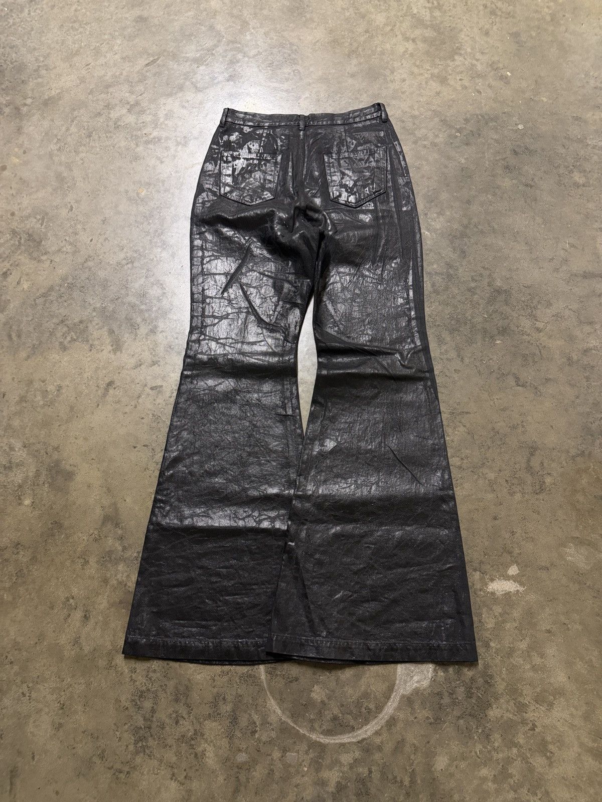 Rick Owens FW25 Megacrust Waxed Bolan Bootcut Jeans