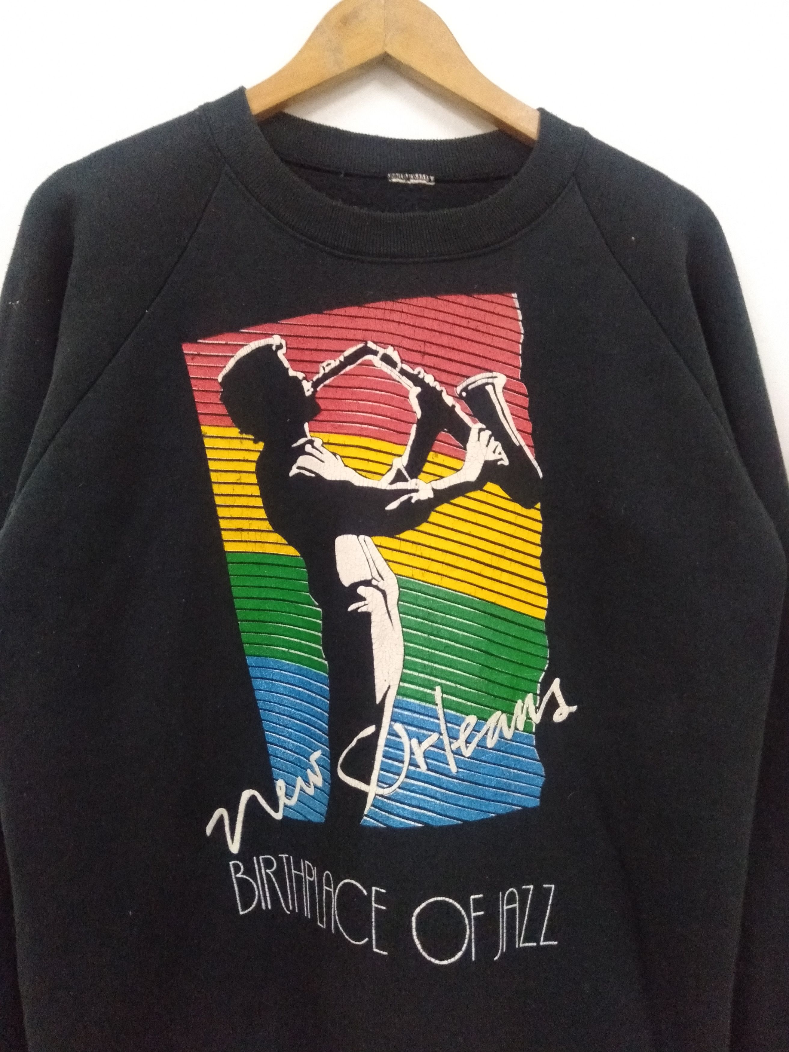 Band Tees Vintage 90s New Orlean Jazz rainbow graphic print sweatshirt Size US L / EU 52-54 / 3 - 4 Thumbnail