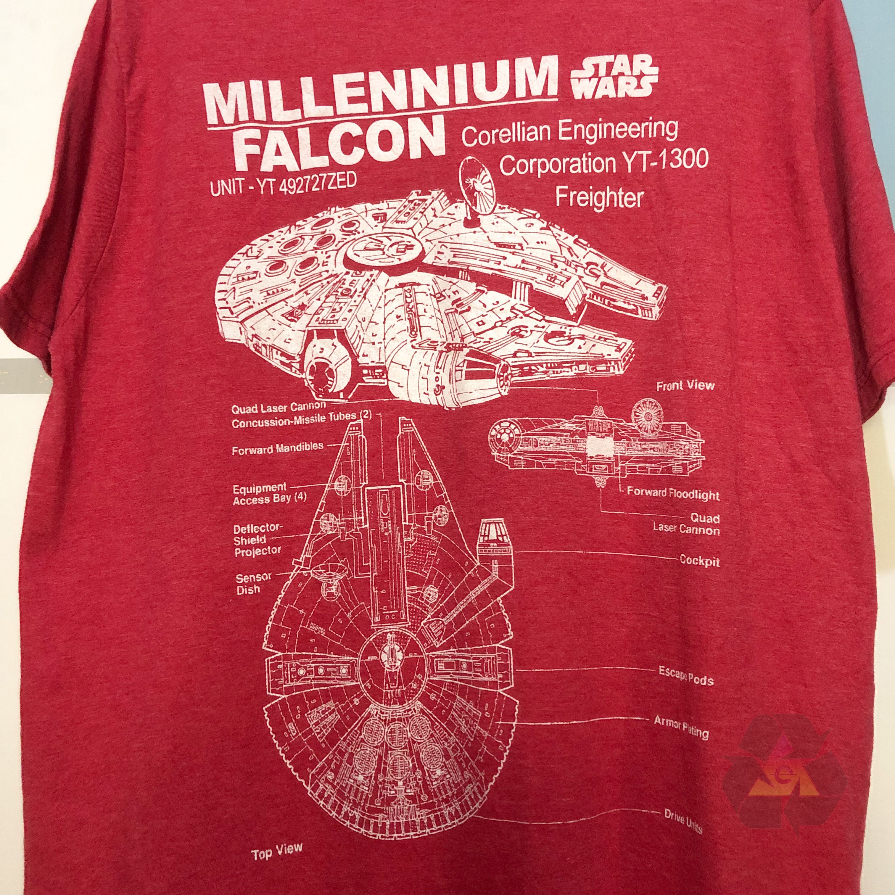Star Wars Vintage Star Wars Millenium Falcon Top View T-Shirt Y2K Size US XL / EU 56 / 4 - 4 Thumbnail