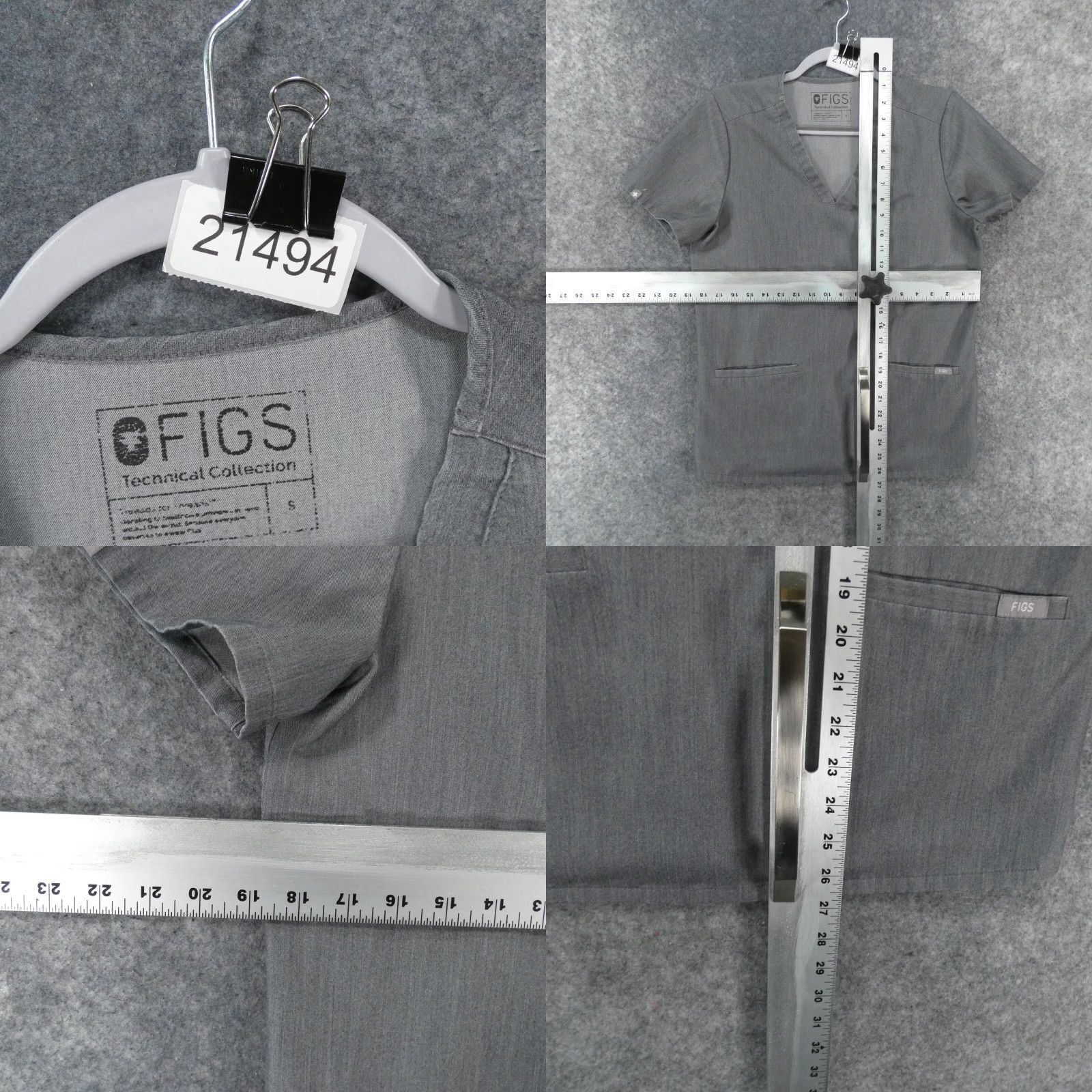 Vintage FIGS Scrub Top Womens Small Short Sleeve Gray w Pockets Size S / US 4 / IT 40 - 8 Thumbnail