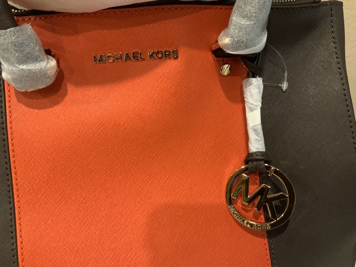 Michael Kors Michael Kors Sutton Center Stripe Large Satchel Coffee/Brown Size ONE SIZE - 7 Thumbnail