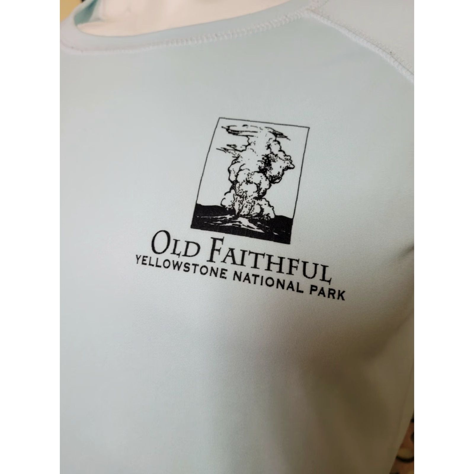 Vintage Womens T-Shirt XL AB Yellow Stone Performance Old Faithful USA Blue Polyester Logo Casual Geyser 90s/Stats? Size XL / US 12-14 / IT 48-50 - 2 Thumbnail