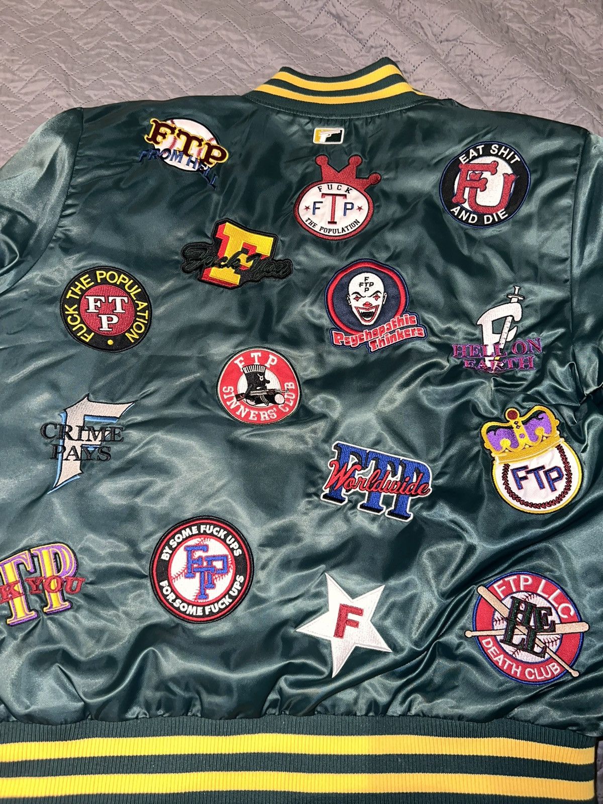Fuck The Population FTP varsity jacket -Green Size US M / EU 48-50 / 2 - 3 Thumbnail