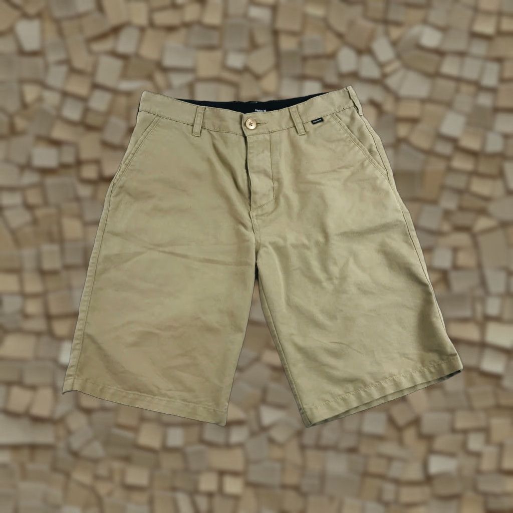 Hurley Hurley Dress Shorts Men 28 Tan Pockets Flat Front Chino Casual Travel Brown Solid Front Flat Front Size 28 Mens Size US 28 / EU 44 - 1 Thumbnail