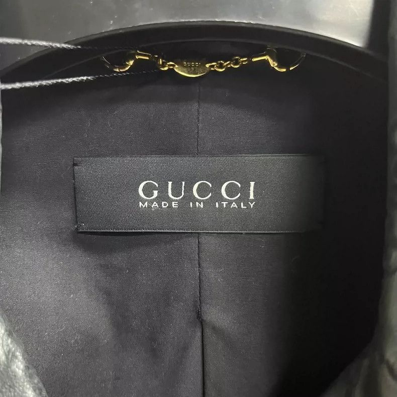 Gucci Gucci Black GG Pattern Embossed Leather Jacket-2505 Size L / US 10 / IT 46 - 2 Thumbnail