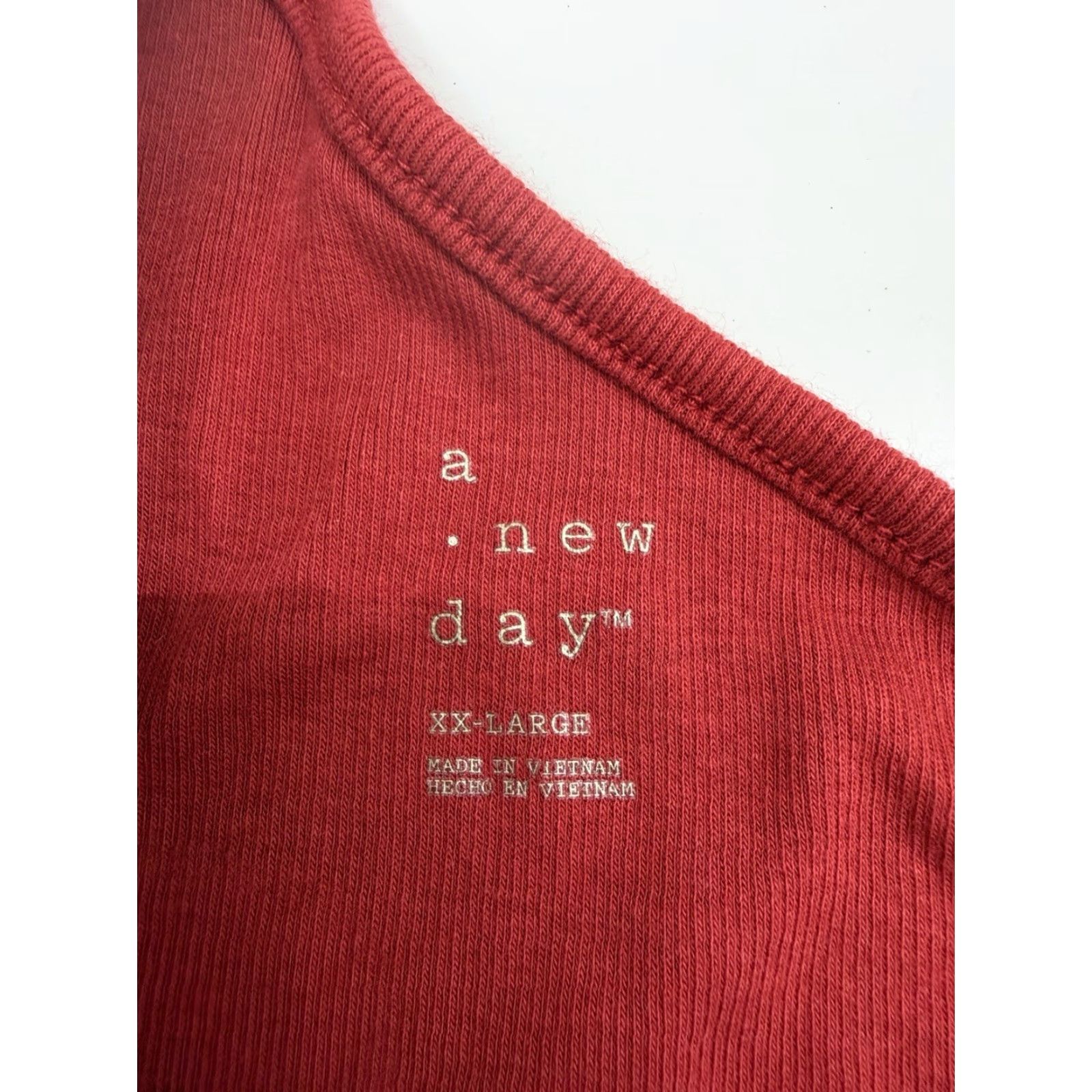 Vintage A New Day Red One Shoulder Tank Top XXL Womens Casual Sleeveless Ribbed Strap Cotton Modal Spandex Size XXL / US 16-18 / IT 52-54 - 3 Thumbnail