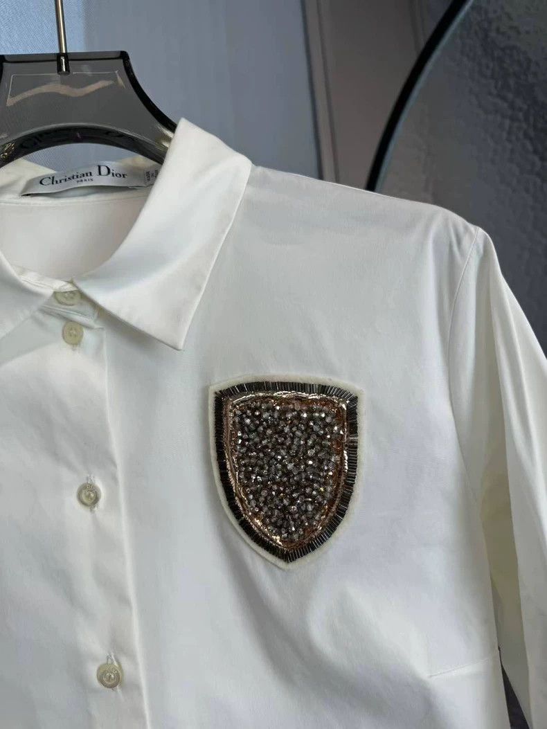 Dior Dior white logo rhinestone shirt Size US S / EU 44-46 / 1 - 3 Thumbnail