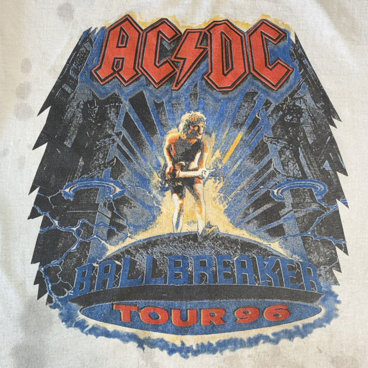 Fruit Of The Loom AC/DC Ballbreaker Tour 96 tee shirt stained Size US XL / EU 56 / 4 - 2 Thumbnail