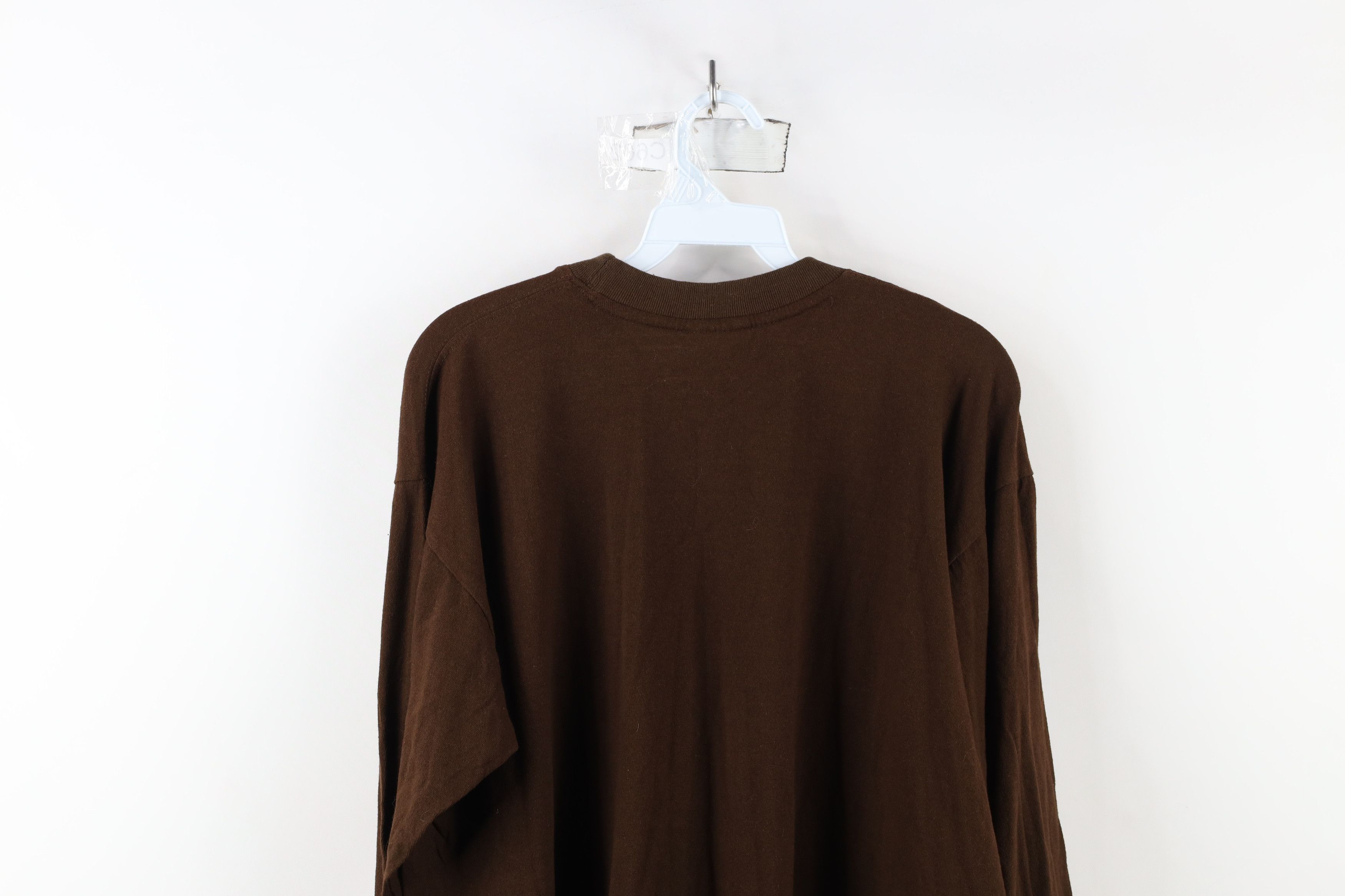 Vintage Vintage 90s Streetwear Faded Blank Long Sleeve T-Shirt Brown Size US XL / EU 56 / 4 - 9 Thumbnail