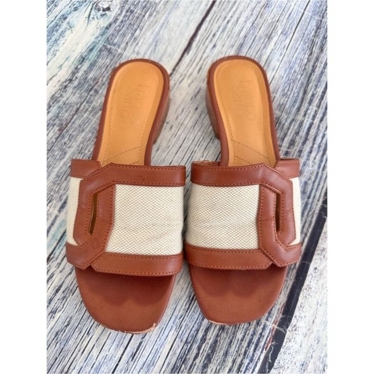 Franco Sarto Franco Sarto Brown & Cream Slip-On Sandals Size US 6 / IT 36 - 3 Thumbnail