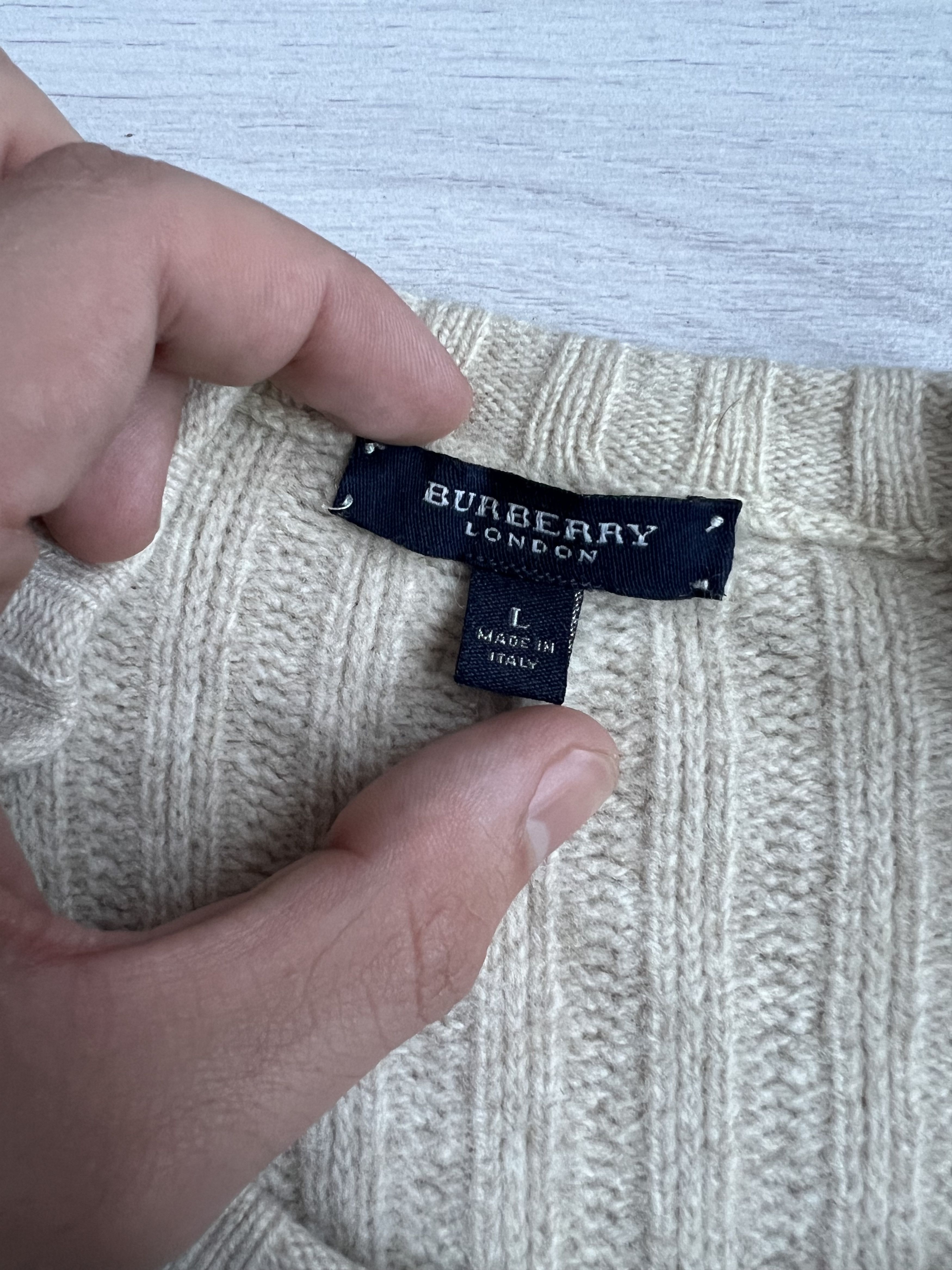 Burberry × Vintage Burberry Men's Cream and Tan Jumper Size US L / EU 52-54 / 3 - 3 Thumbnail