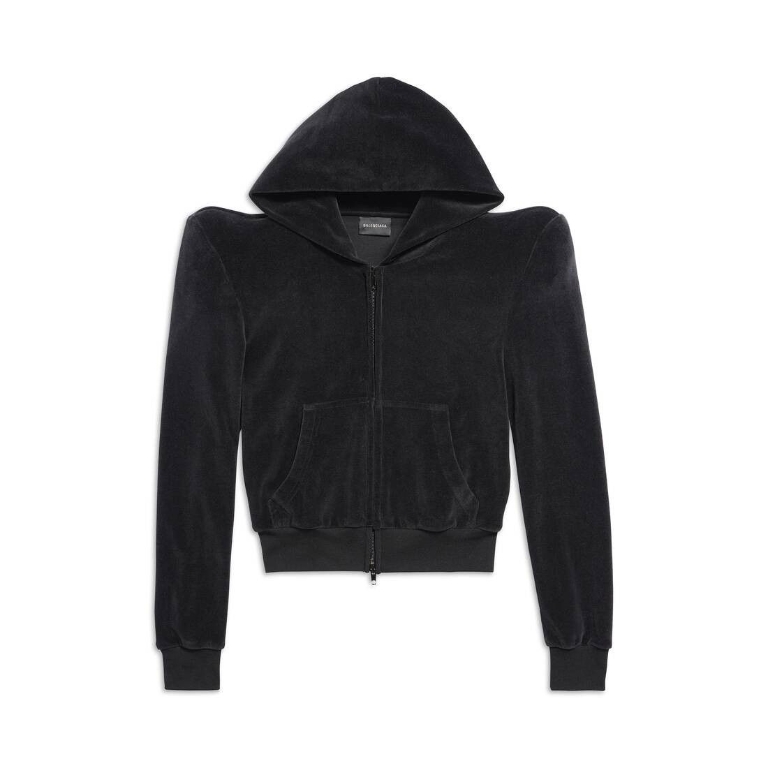 Balenciaga o1bcso1str0525 Round Shoulder Zip-up Hoodie Small Fit Black Size M / US 6-8 / IT 42-44 - 1 Thumbnail