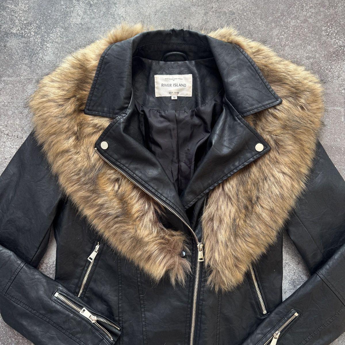 River Island River Island Vintage Y2K Faux Fur Leather Biker Jacket Size M / US 6-8 / IT 42-44 - 2 Thumbnail