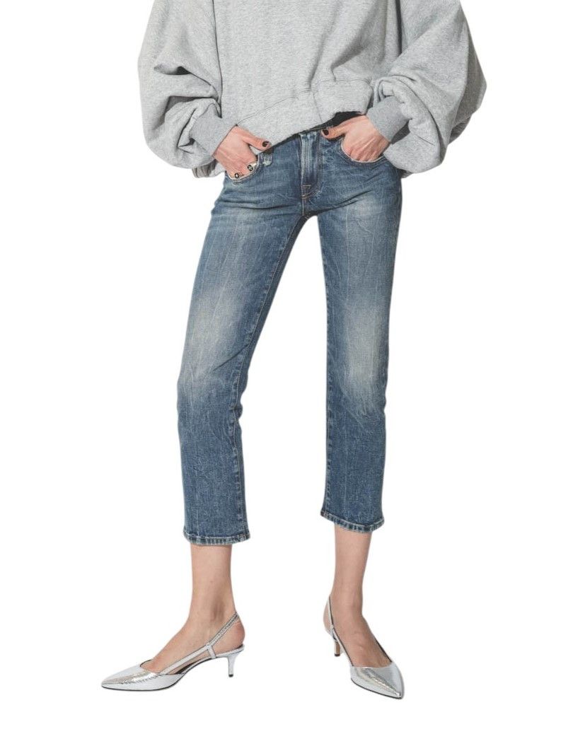 R13 BOY STRAIGHT 26 Ankle Cropped Washed Blue Kelly 84488 Size 26" / US 2 / IT 38 - 1 Thumbnail
