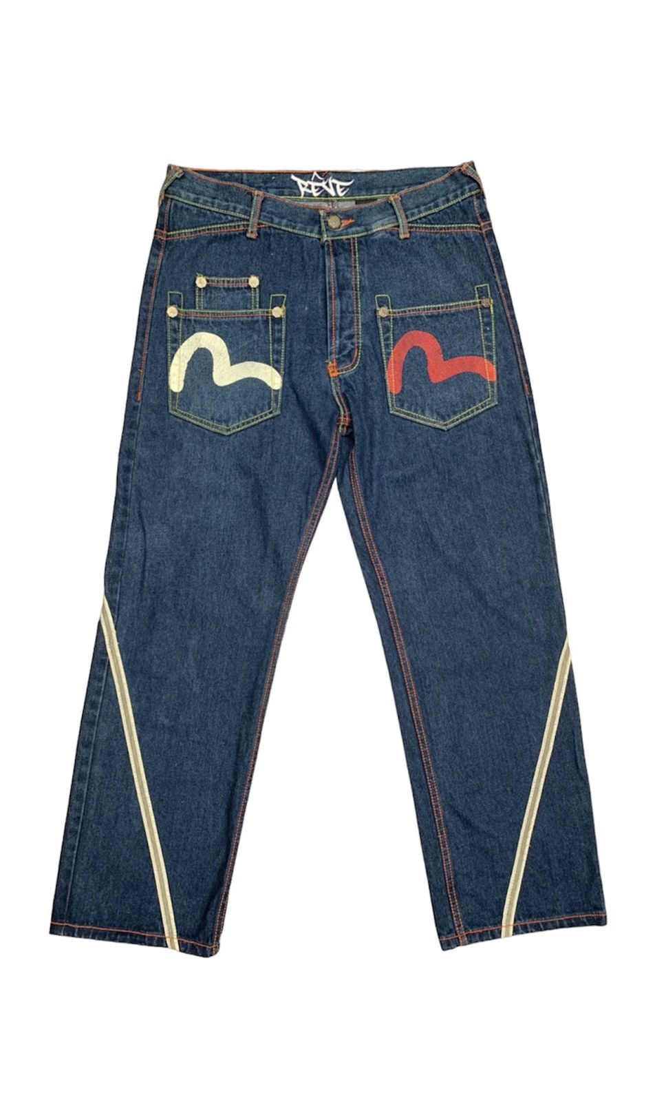 Vintage REVE Evisu Logo Japanese Denim Pants Size US 34 / EU 50 - 2 Thumbnail