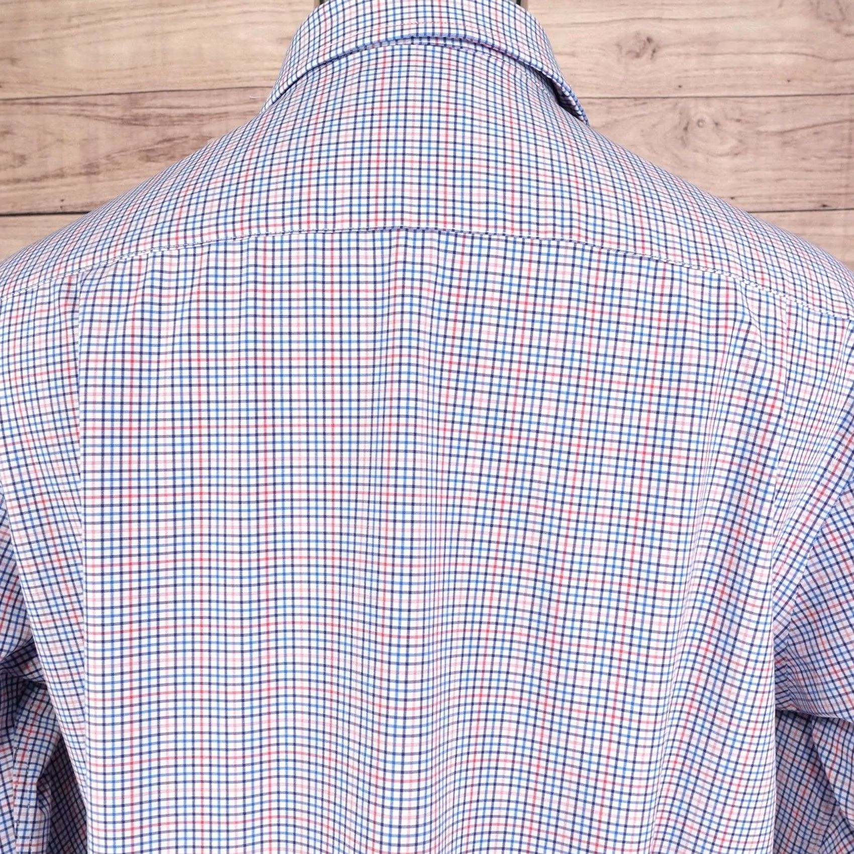 Lands' End Lands' End Dress Shirt Blue Check Regular Fit Long Sleeve Button Front 16-16.5 34/35 Mens Large MultiColor Casual Business Regular Mens Size 42R - 5 Thumbnail