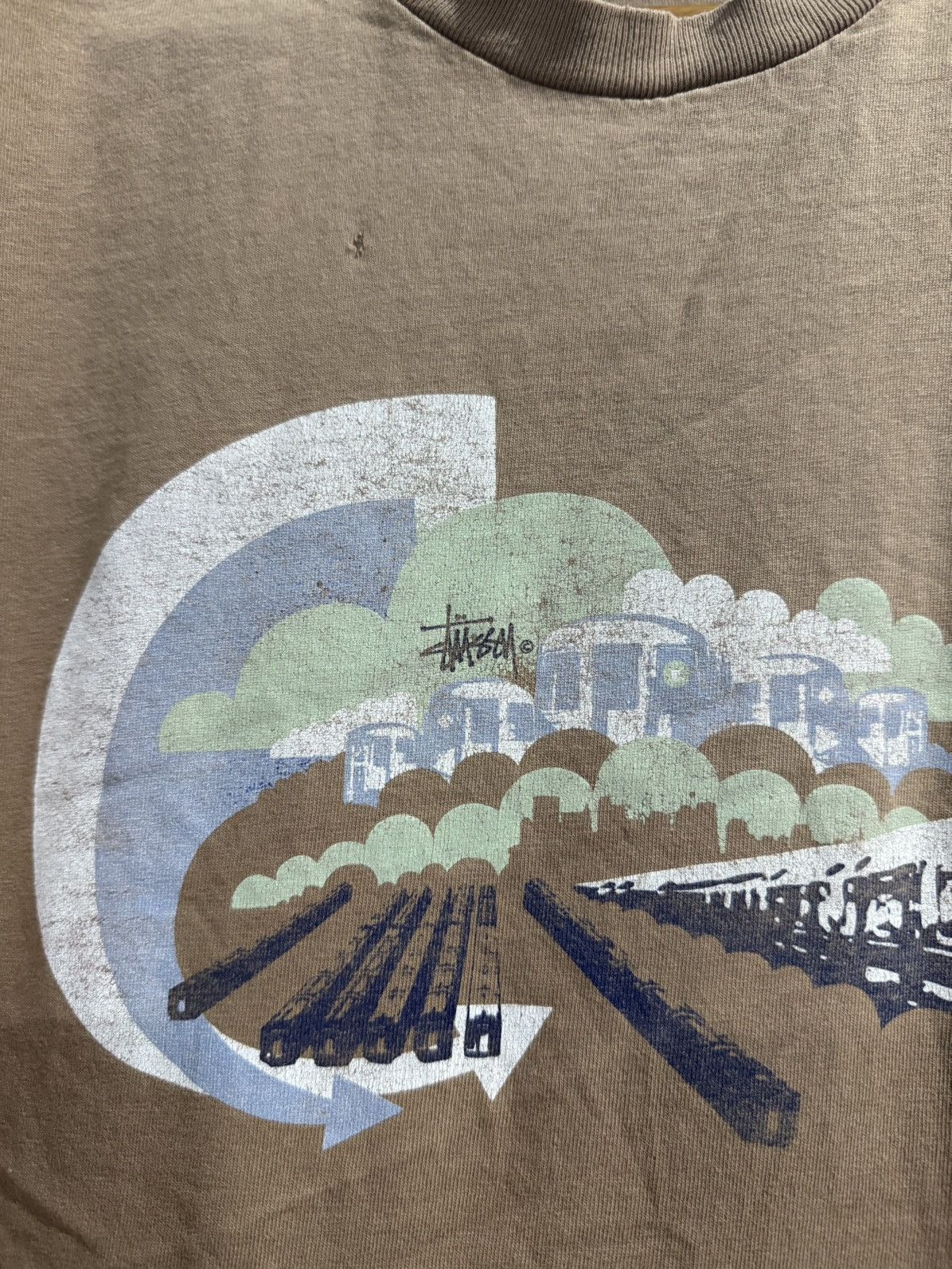 Stussy Thrashed Vintage Stussy Train Streetwear Tee Size US L / EU 52-54 / 3 - 4 Thumbnail