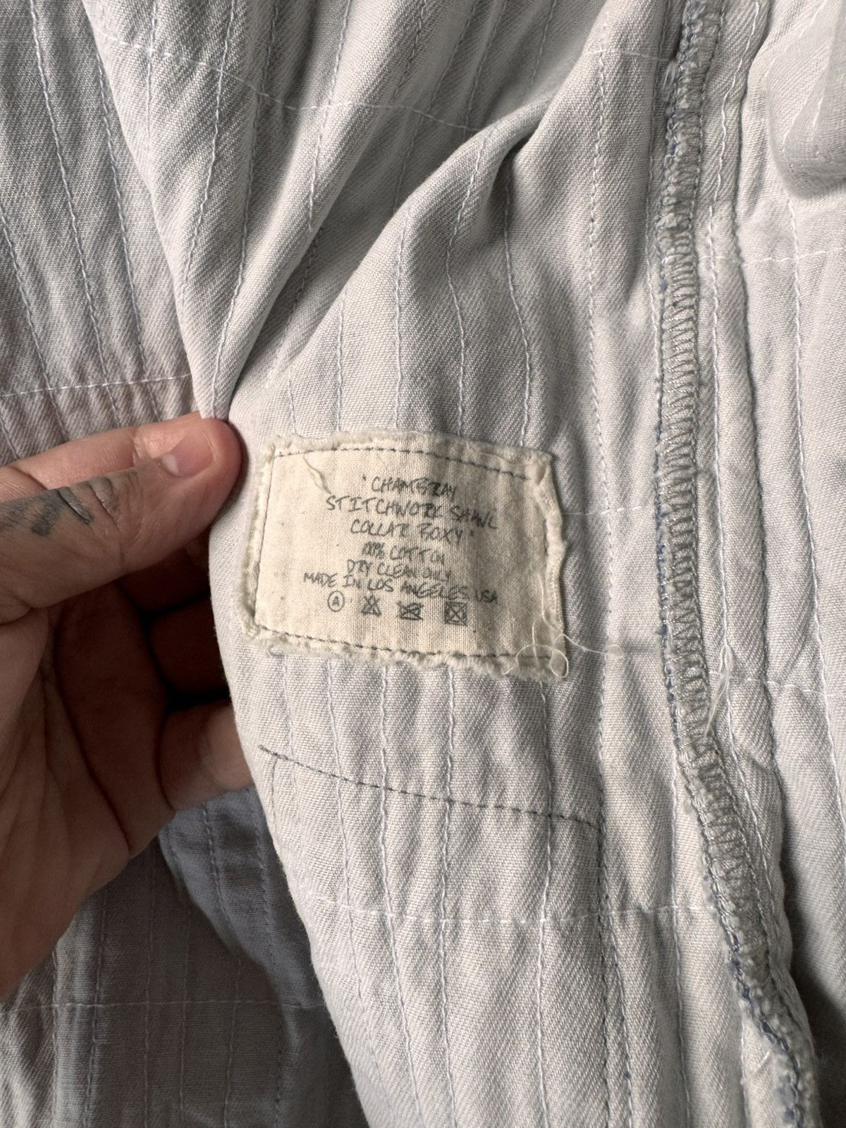 Greg Lauren NET/NW Greg Lauren Chambray Scraps Shawl Collar Boxy Fit Size US S / EU 44-46 / 1 - 7 Thumbnail