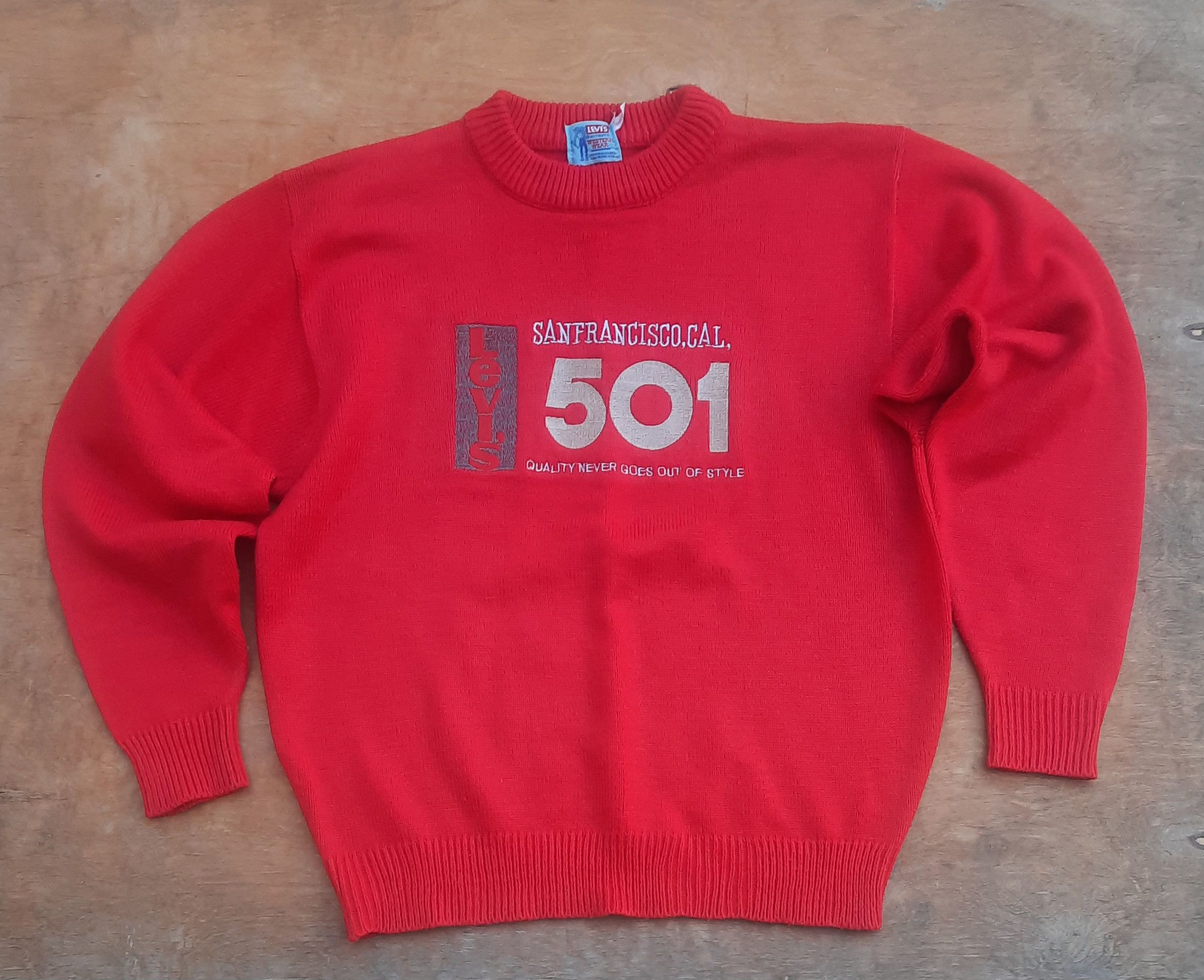 Levi's Vintage Clothing Rare Levi’s 501 Logo Red Knit Sweater Pullover Y2K Size US XL / EU 56 / 4 - 1 Thumbnail