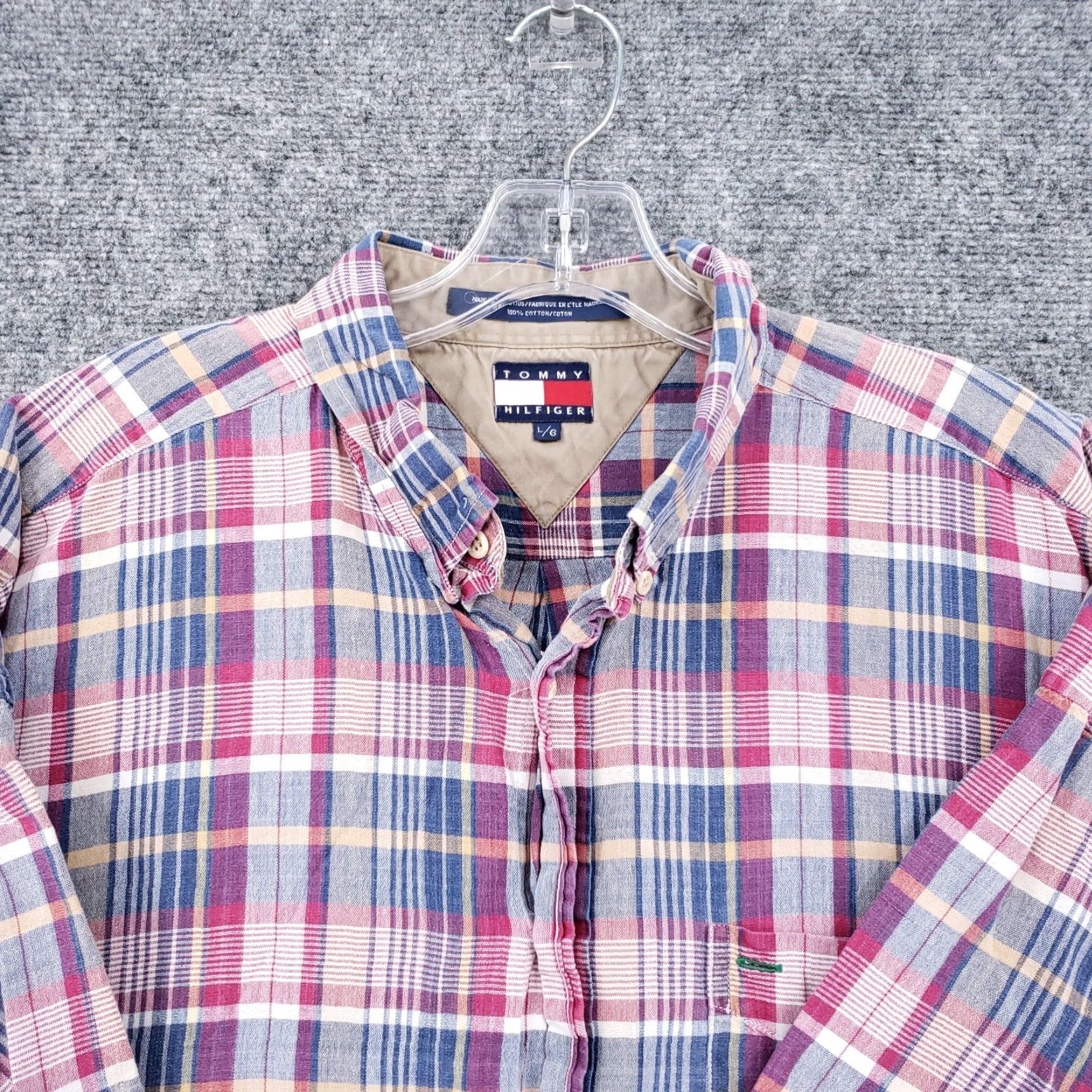 Tommy Hilfiger Tommy Hilfiger Shirt Mens L Large Red Blue Plaid Short Sleeve Button Up Collared Size US L / EU 52-54 / 3 - 3 Thumbnail
