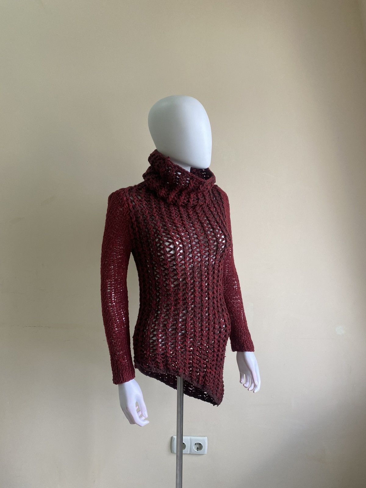 Helmut Lang Helmut Lang Red Open Knit Sweater Size P Size XS / US 0-2 / IT 36-38 - 1 Thumbnail