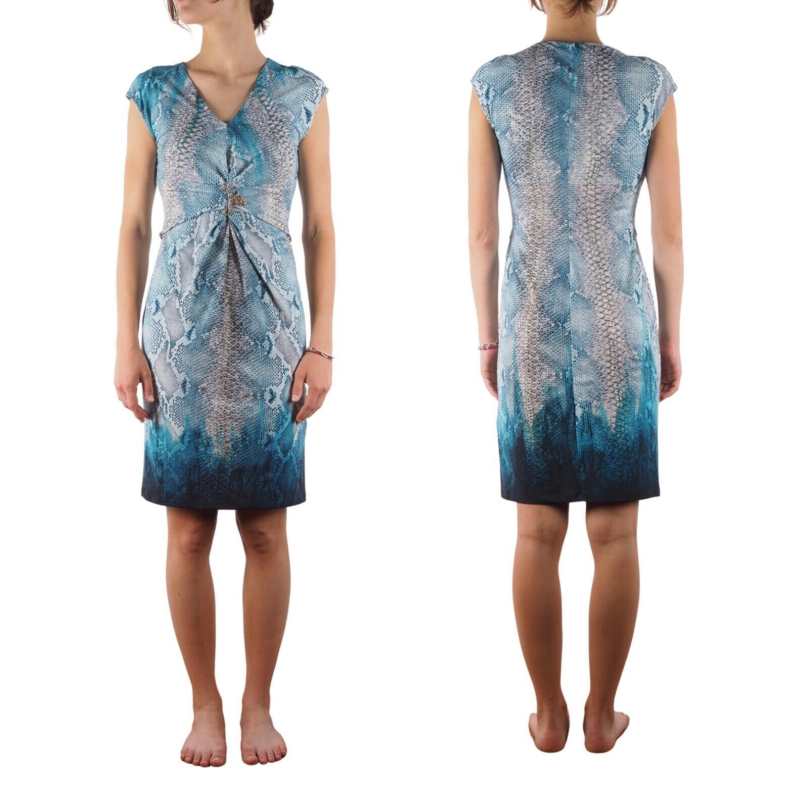 Roberto Cavalli × Vintage Roberto Cavalli Animal Print Reptile Snake Skin Blue Dress Size M / US 6-8 / IT 42-44 - 1 Thumbnail
