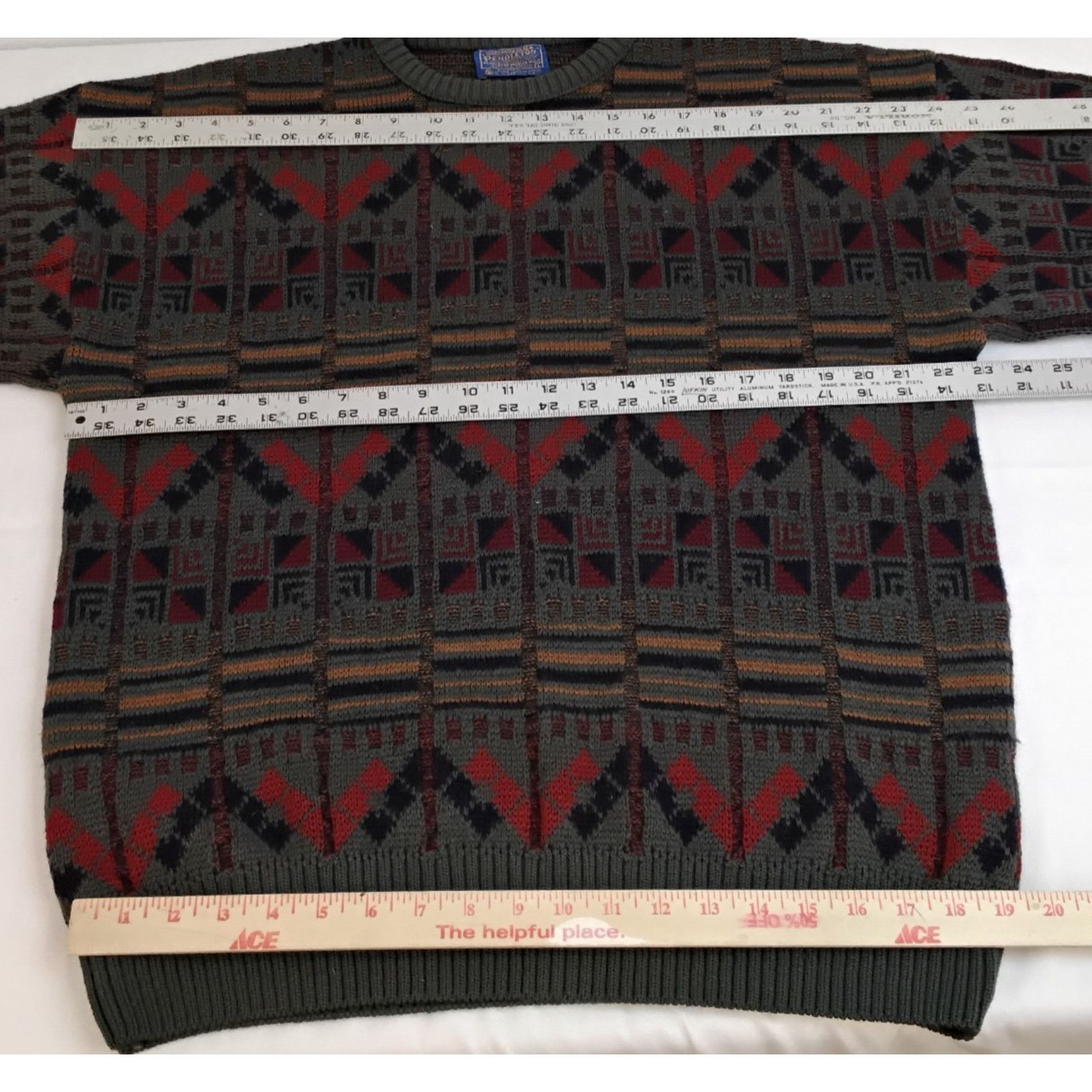 Pendleton Pendleton Wool Sweater Men's L Gray Geo Pattern 1970s USA Size US L / EU 52-54 / 3 - 7 Thumbnail