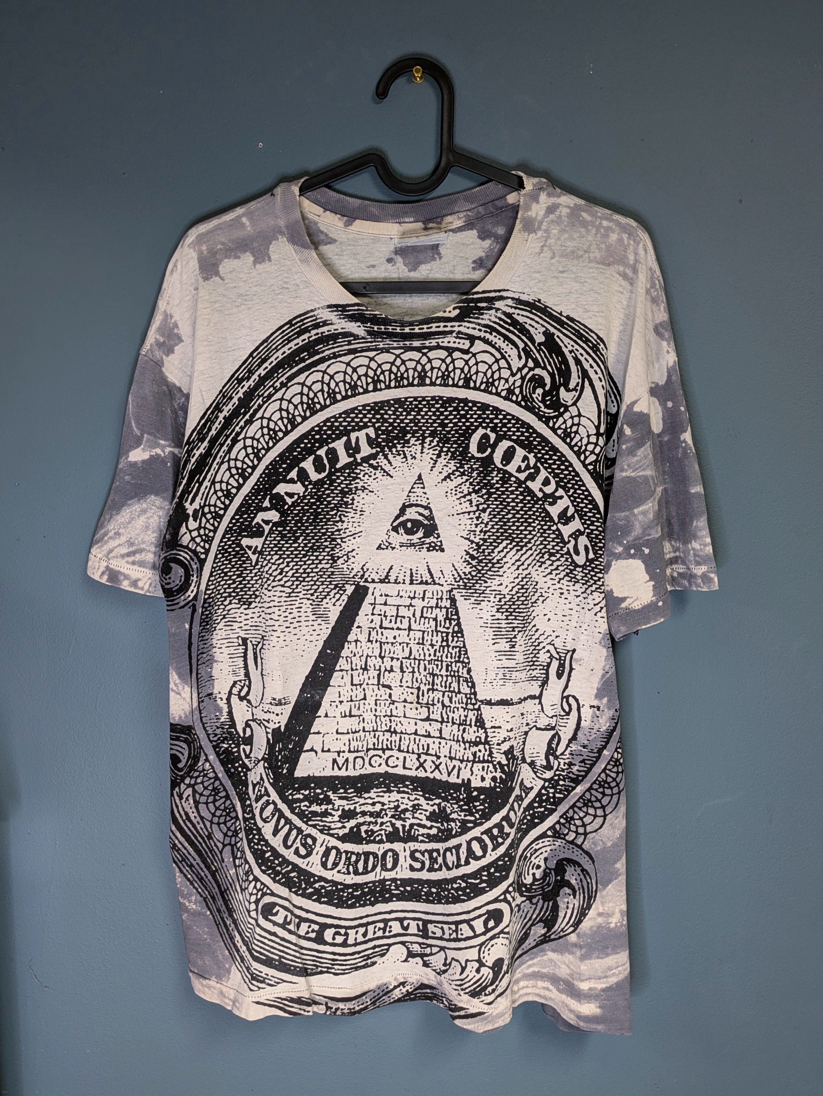 Mosquitohead Illuminati Freemason T Shirt Great Seal 90s XL
