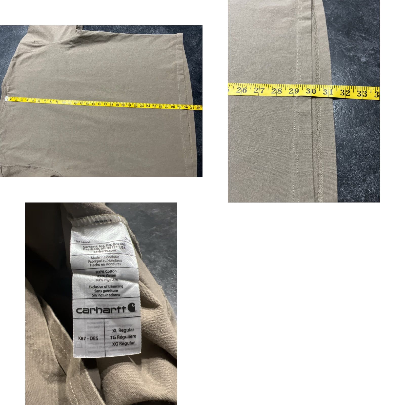 Carhartt Carhartt T-Shirt Shirt Short Sleeve Men XL Beige Pocket Loose Fit Size US XL / EU 56 / 4 - 8 Thumbnail