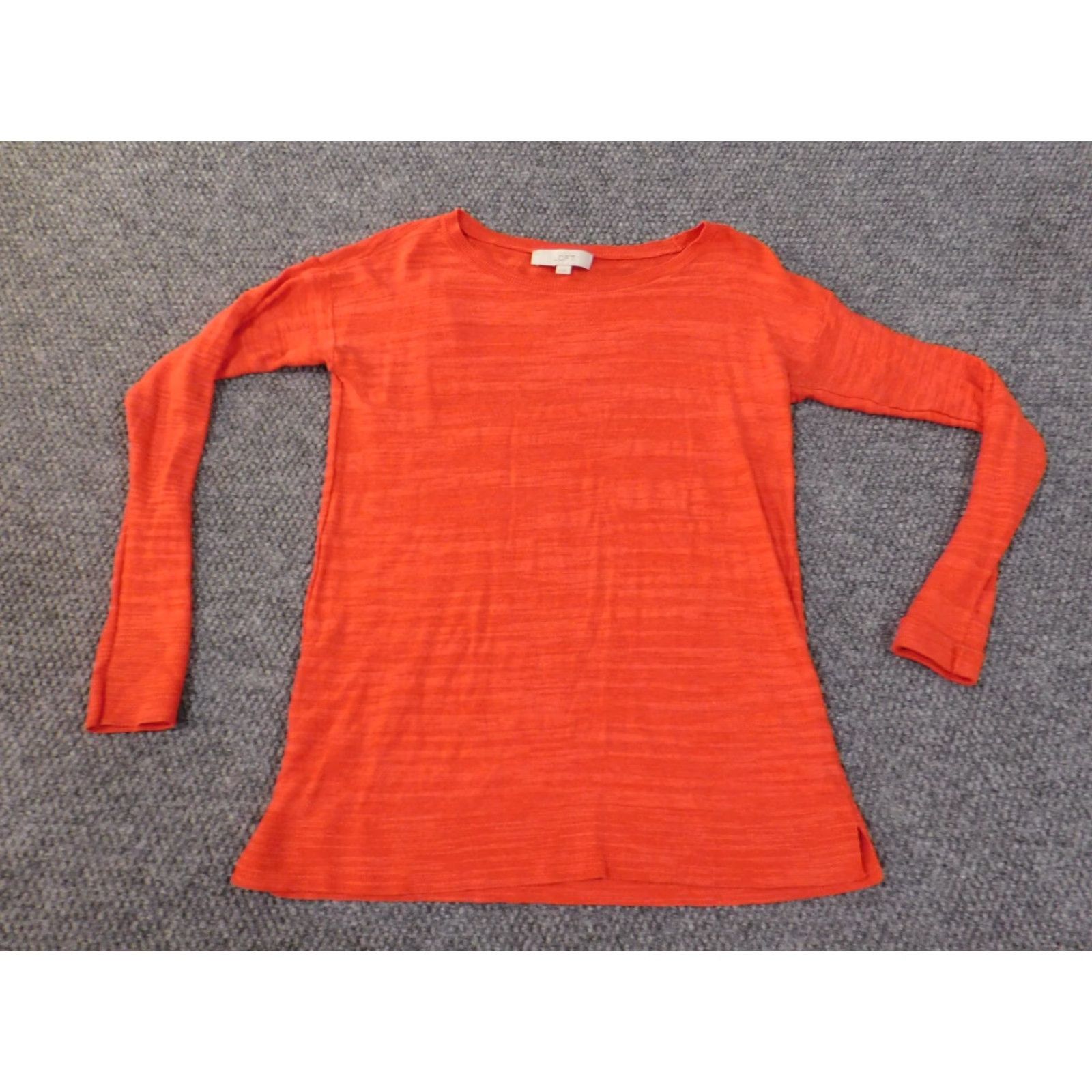 Loft LOFT Sweater XS Orange Pullover Roundneck Womens Cotton Viscose Geometric Modern Regular Knit Rib Size XS / US 0-2 / IT 36-38 - 2 Thumbnail