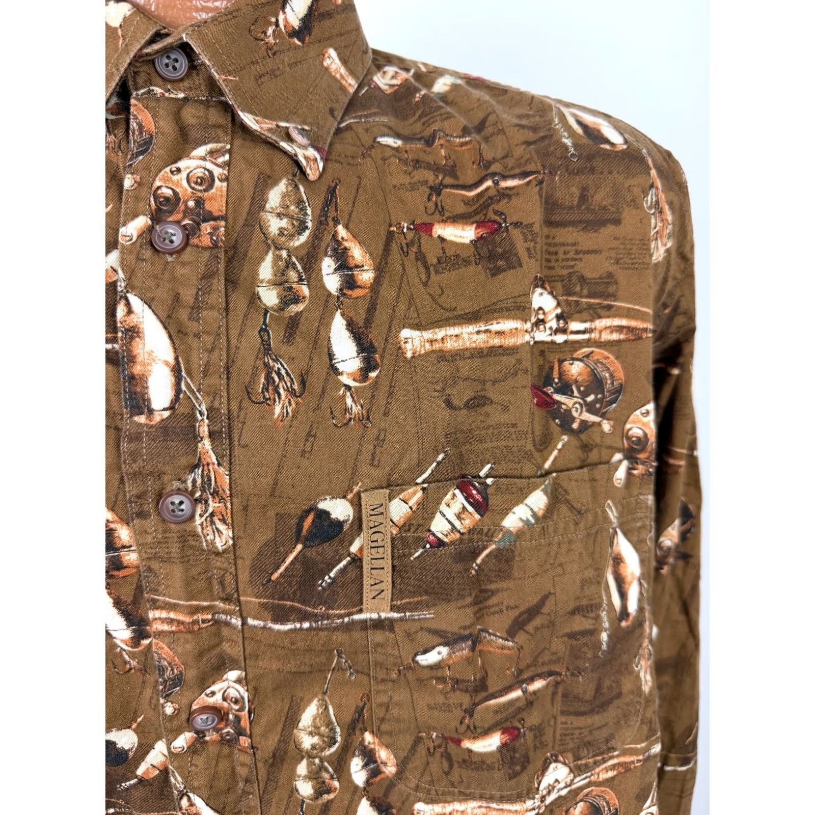 Vintage VINTAGE Magellan Fishing Shirt Men Medium Cotton Button-Down Twill Graphic Print Casual Outdoors Size US M / EU 48-50 / 2 - 2 Thumbnail