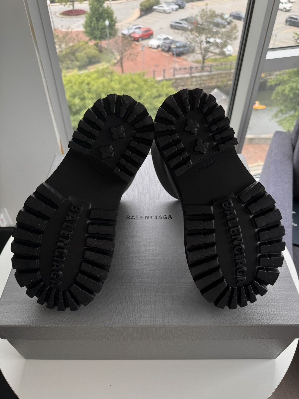 Balenciaga Balenciaga Steroid logo embossed rubber boots