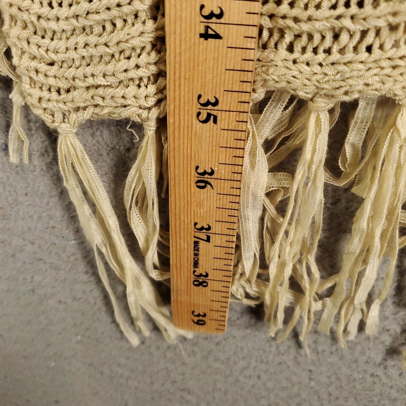 Vintage UMGEE Women's Cardigan Beige Long Sleeve Knit Sweater with Fringe Accents Size L Bohemian Size L / US 10 / IT 46 - 3 Thumbnail