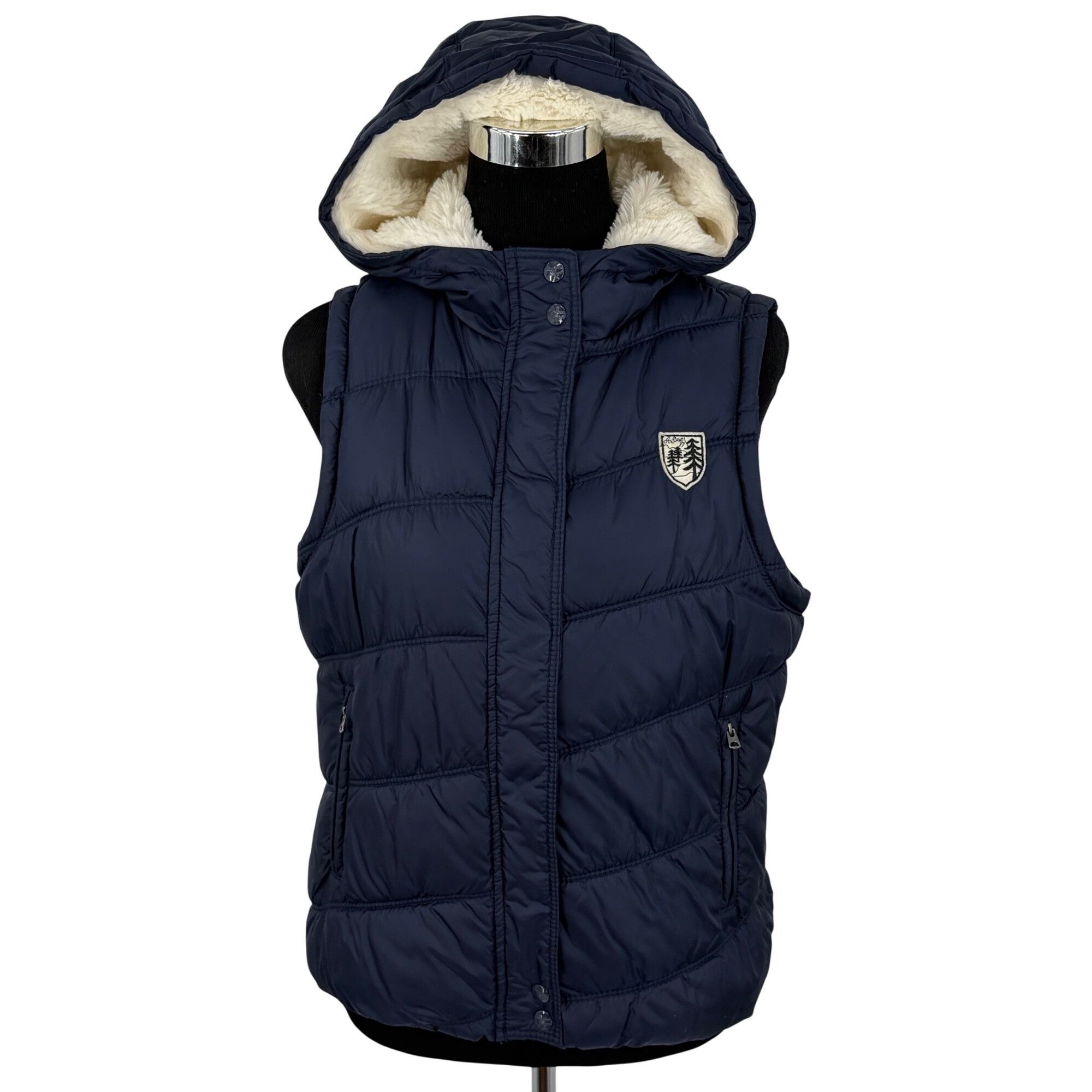 American Eagle Outfitters VTG American Eagle Blue Faux Fur Lined Hooded Vest | Y2K Ind Size L / US 10 / IT 46 - 2 Thumbnail