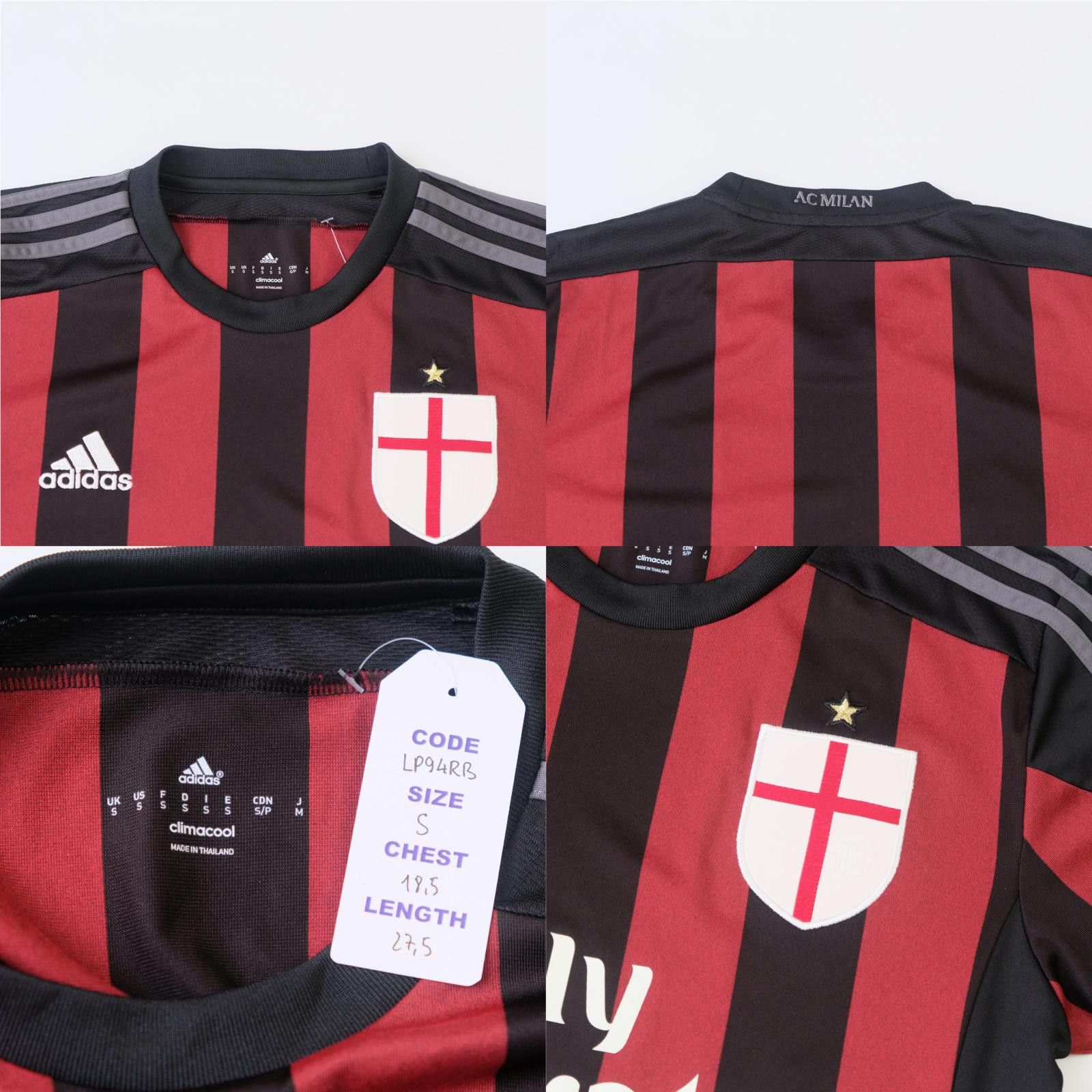 Adidas 2015/16 AC Milan Home Shirt Adidas (S) Size US S / EU 44-46 / 1 - 4 Thumbnail