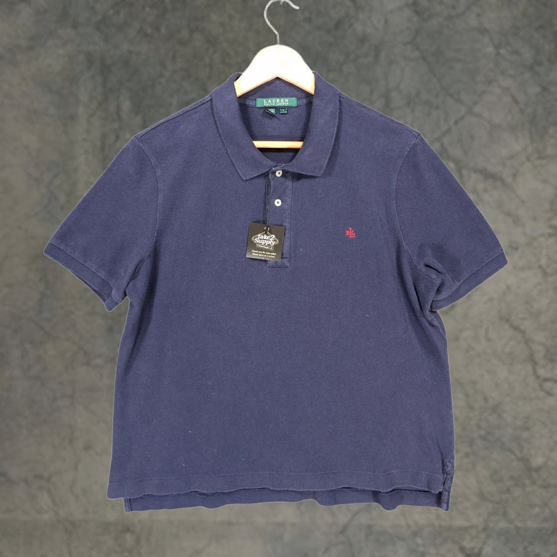 Ralph Lauren Lauren Ralph Lauren Polo Shirt Womens L Navy Blue Short Sleeve Pique Size L / US 10 / IT 46 - 1 Thumbnail
