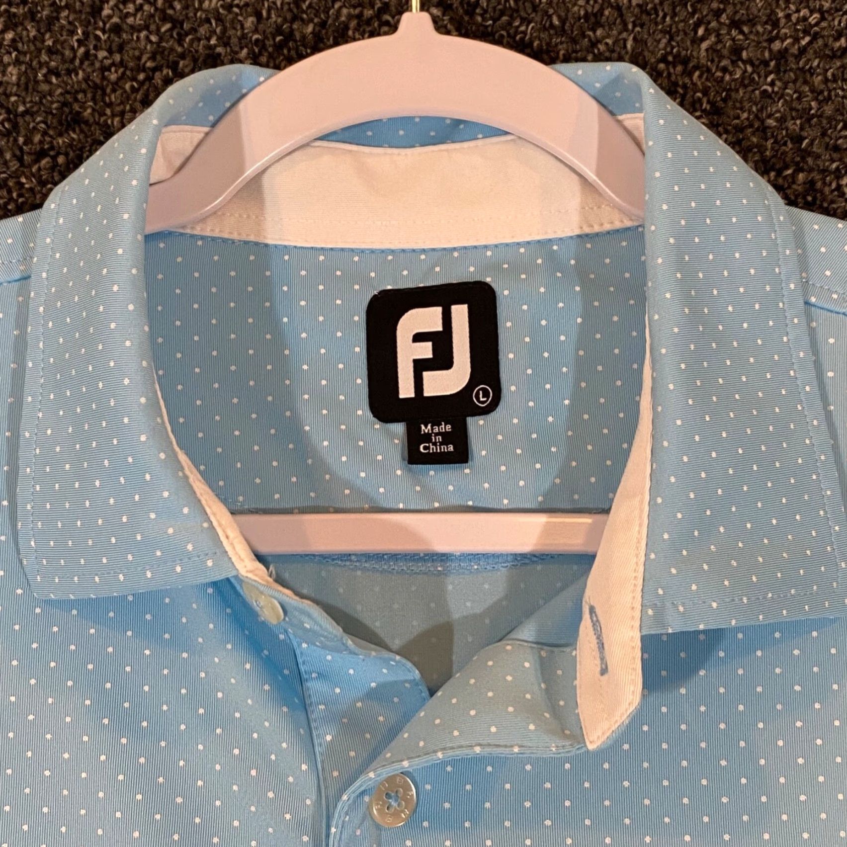 Footjoy FootJoy Polo Shirt Mens L Blue Micro Dot Performance Golf D.F.G Invitational S/S Size US L / EU 52-54 / 3 - 2 Thumbnail