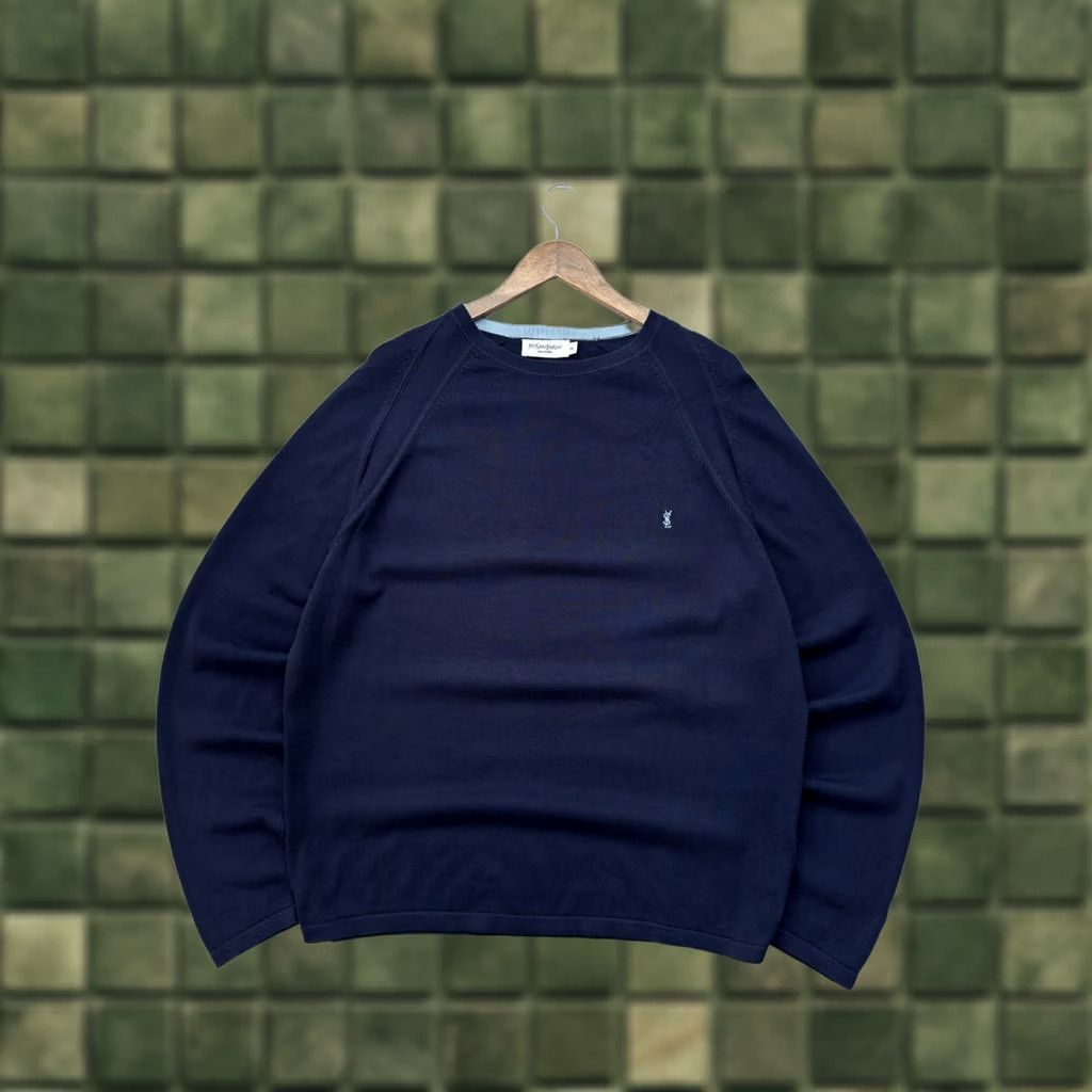 Yves Saint Laurent VINTAGE Yves Saint Laurent YSL Sweater XXL Navy Cotton Luxury Men’s Pullover Size US XXL / EU 58 / 5 - 1 Thumbnail