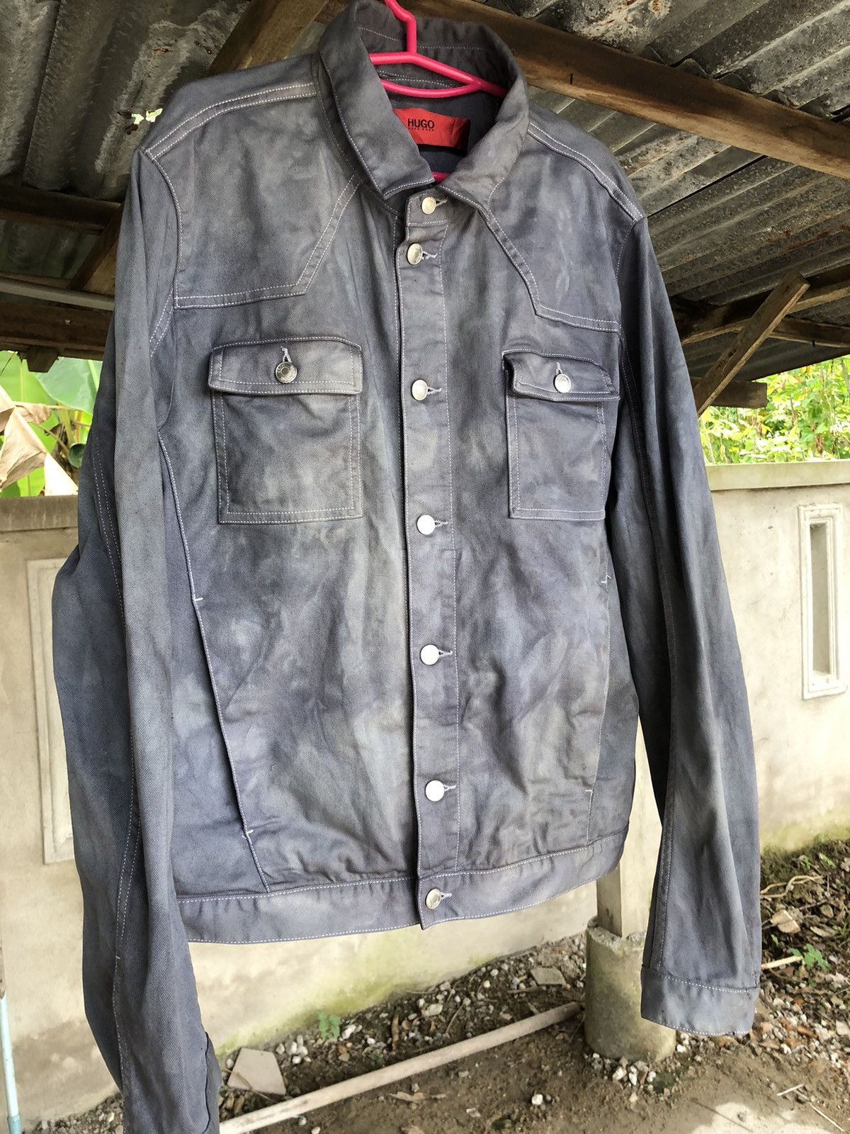 Hugo × Hugo Boss Hugo Distressed Denim Unique Colour Dye Jacket Size US XL / EU 56 / 4 - 2 Thumbnail