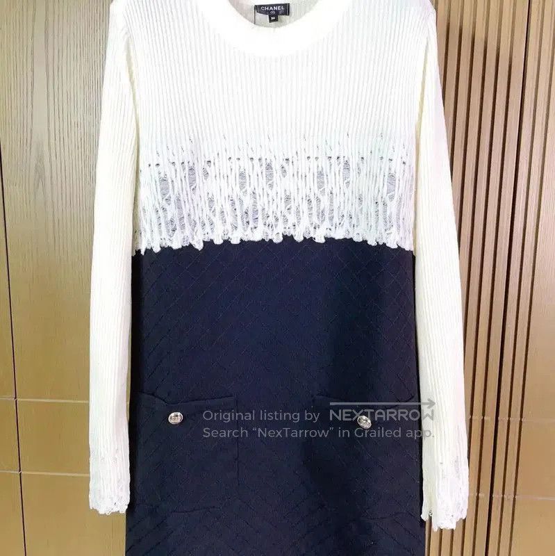 Chanel Chanel Color-Block Wool Blend Long Sleeve Dress . Size S / US 4 / IT 40 - 3 Thumbnail